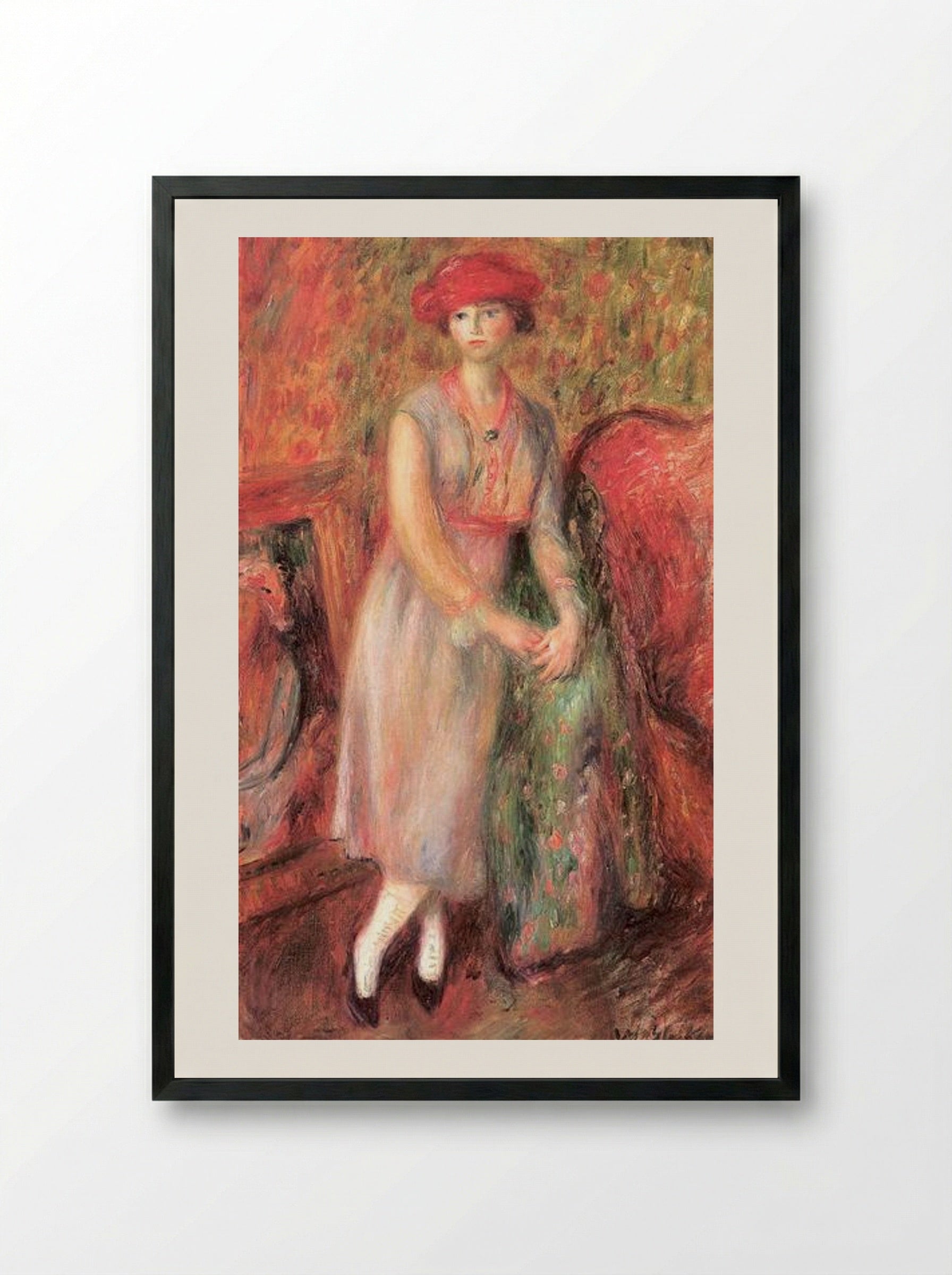 Standing Girl with White Spats - William James Glackens - Framed Print Black
