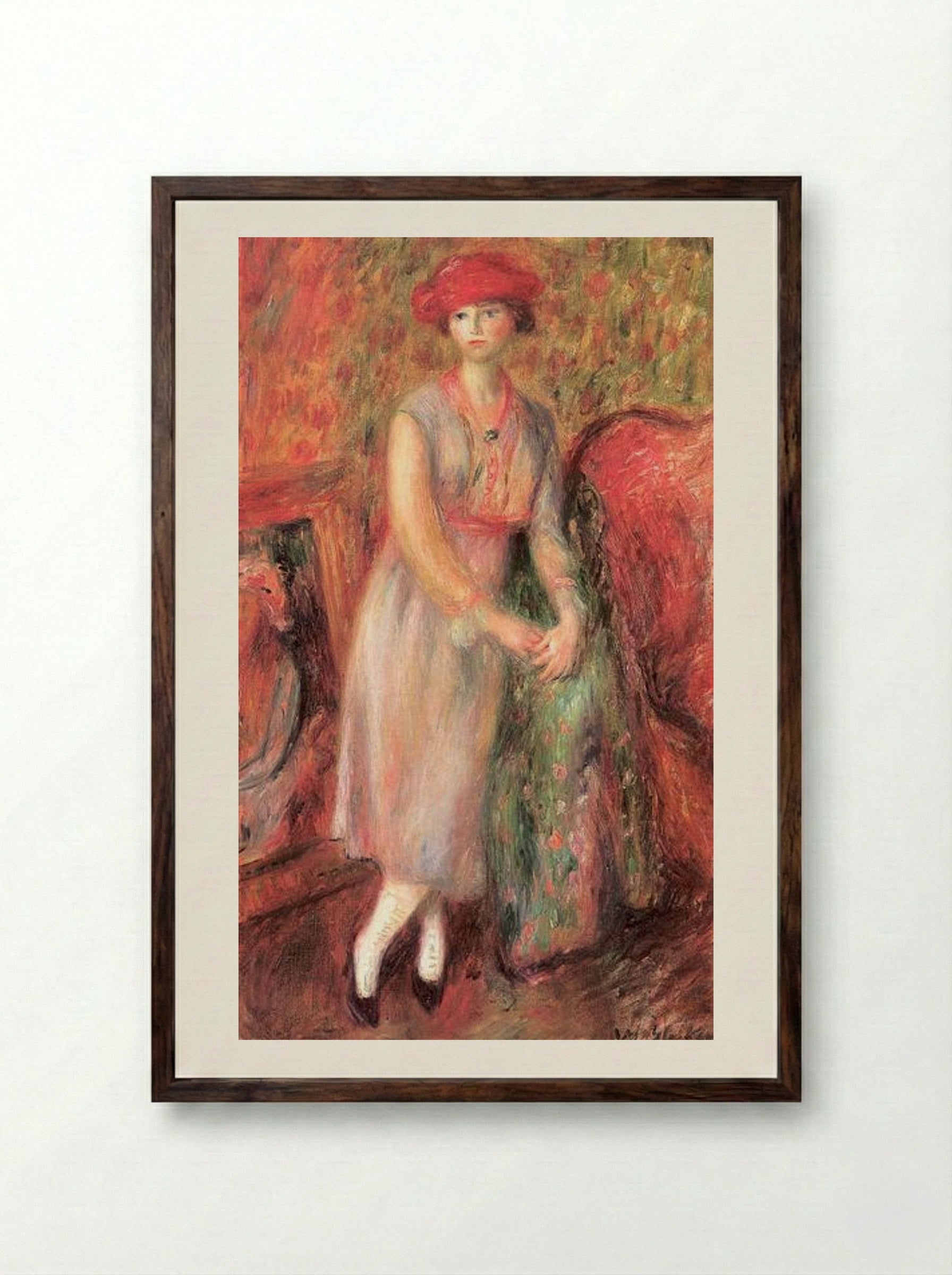 Standing Girl with White Spats - William James Glackens - Framed Print Dark Wood