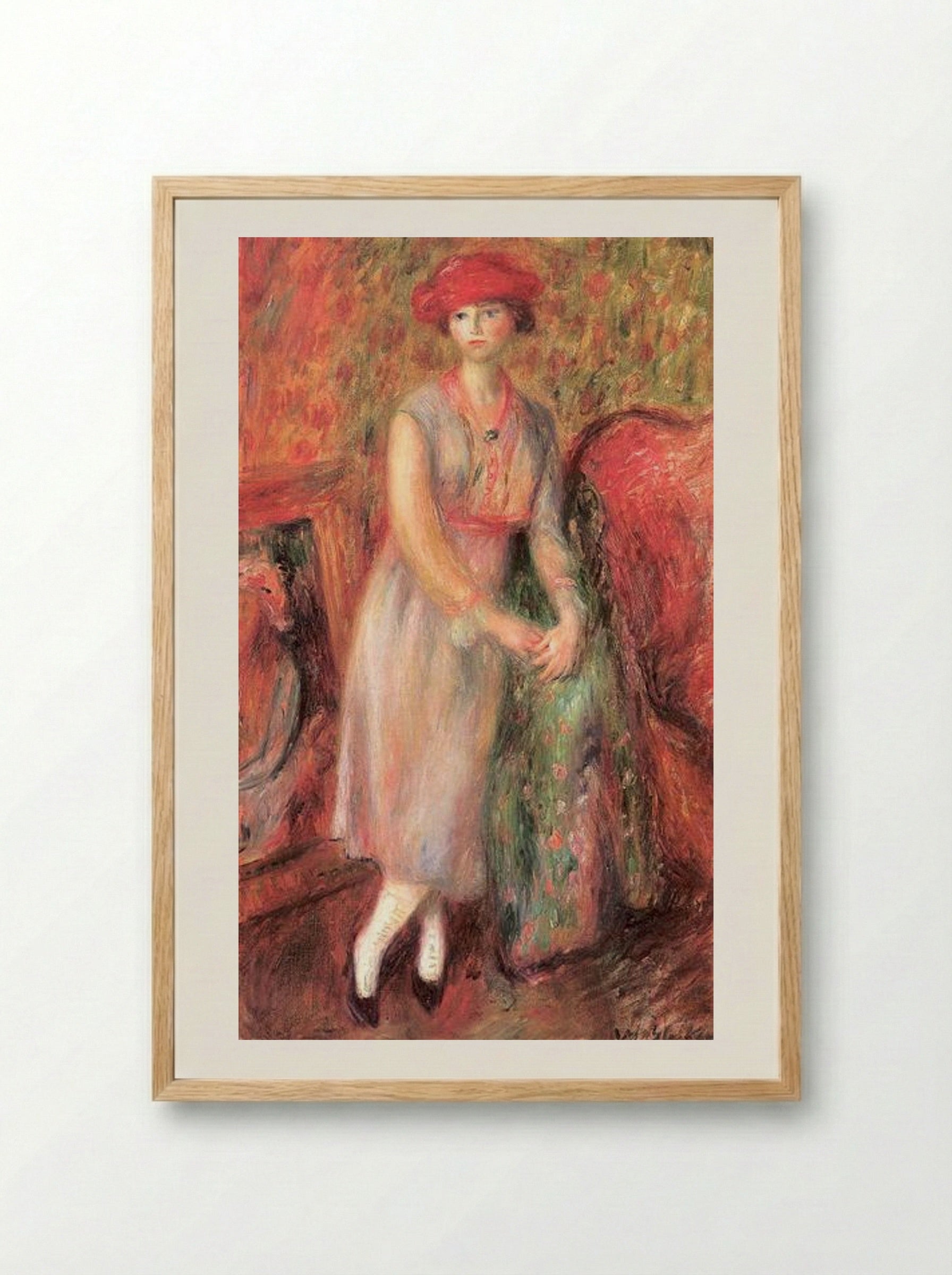 Standing Girl with White Spats - William James Glackens - Framed Print Wood
