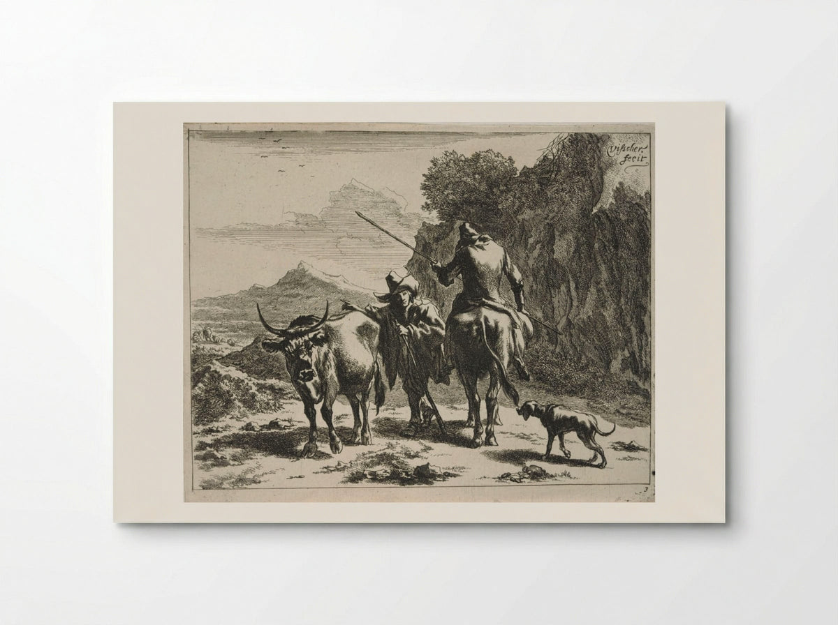 Standing Herdsman Chatting with a Mounted Herdsman - Johannes Visscher - Poster