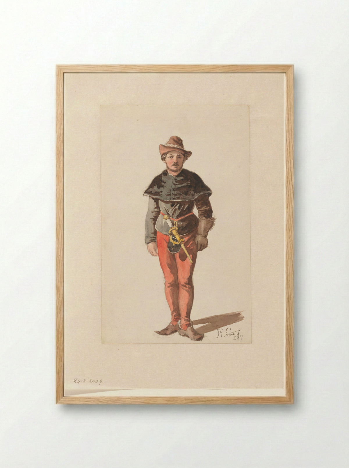 Standing Landsknecht in Burgundian Costume - Jan Gerard Smits - Framed Print Wood