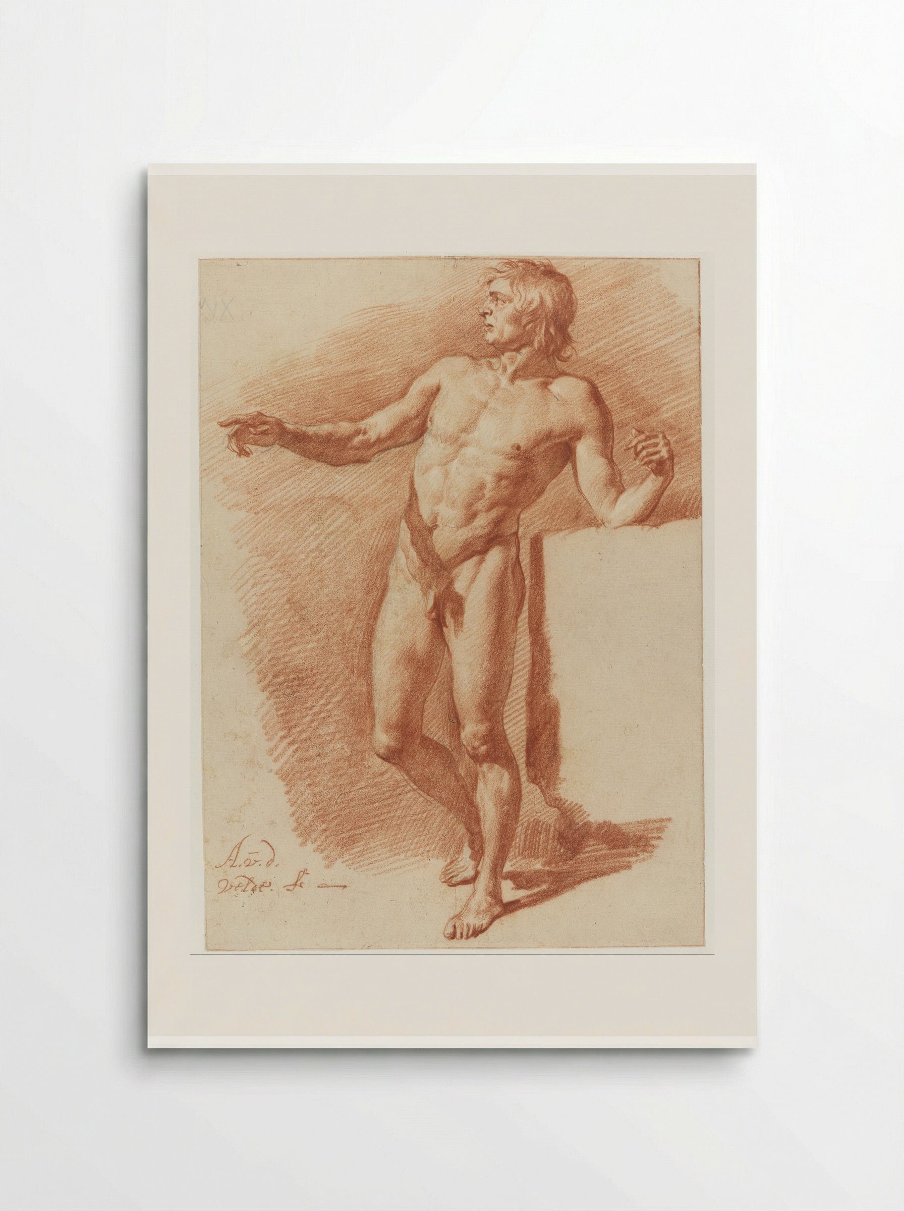 Standing Male Nude (Study in Red Chalk) - Adriaen van de Velde - Poster