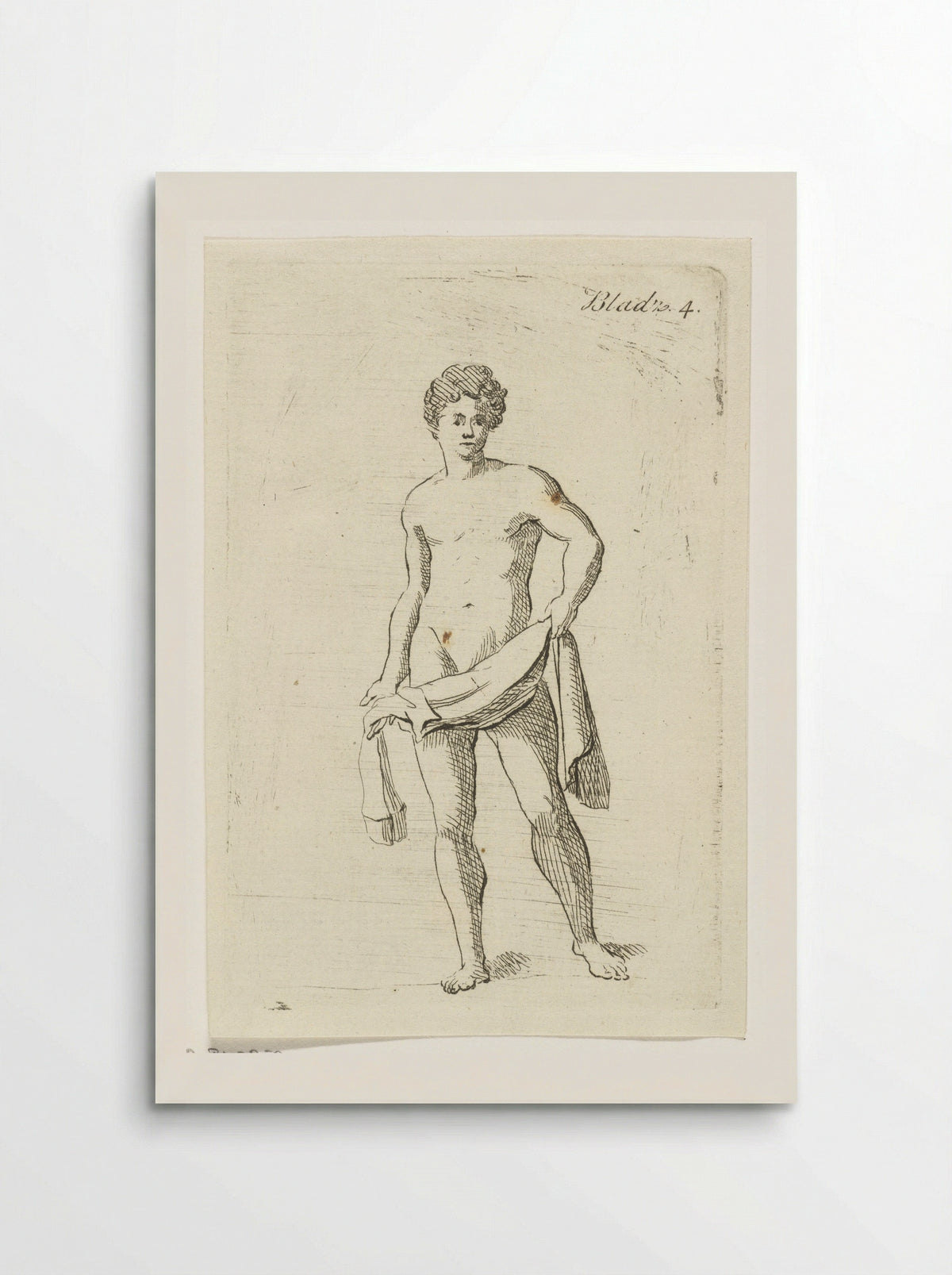 Standing Male Nude with Drapery - Anthonie van den Bos - Poster