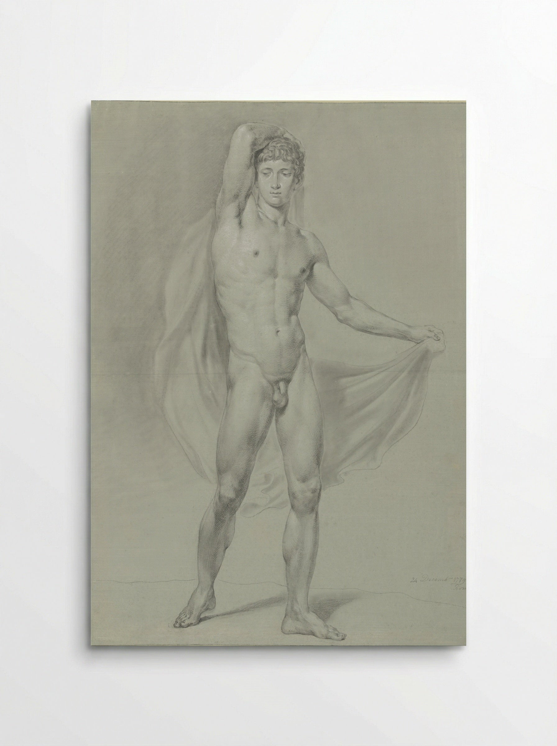 Standing Male Nude with Drapery - Jean Grandjean - Poster