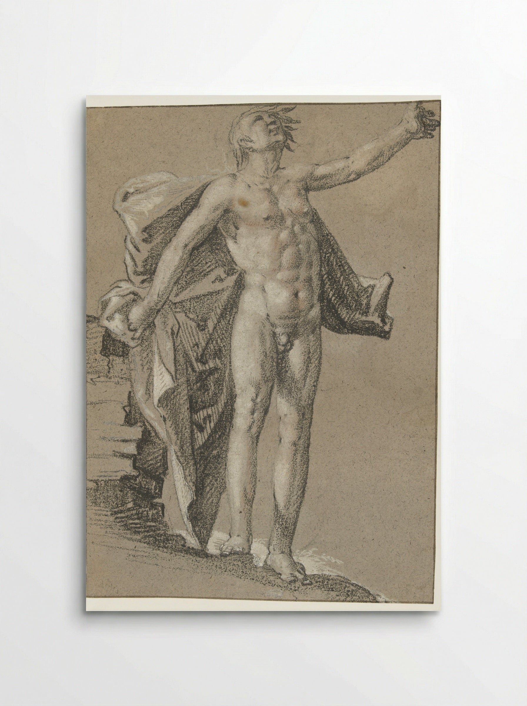 Standing Male Nude with Floating Drapery - Cornelis Cornelisz. van Haarlem - Poster
