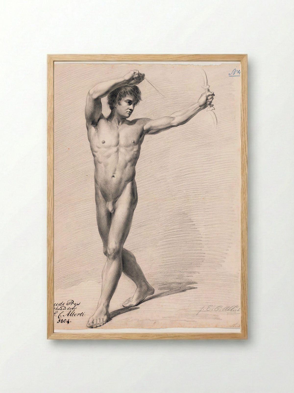 Standing Male Nude - Joannes Echarius Carolus Alberti - Framed Print Wood