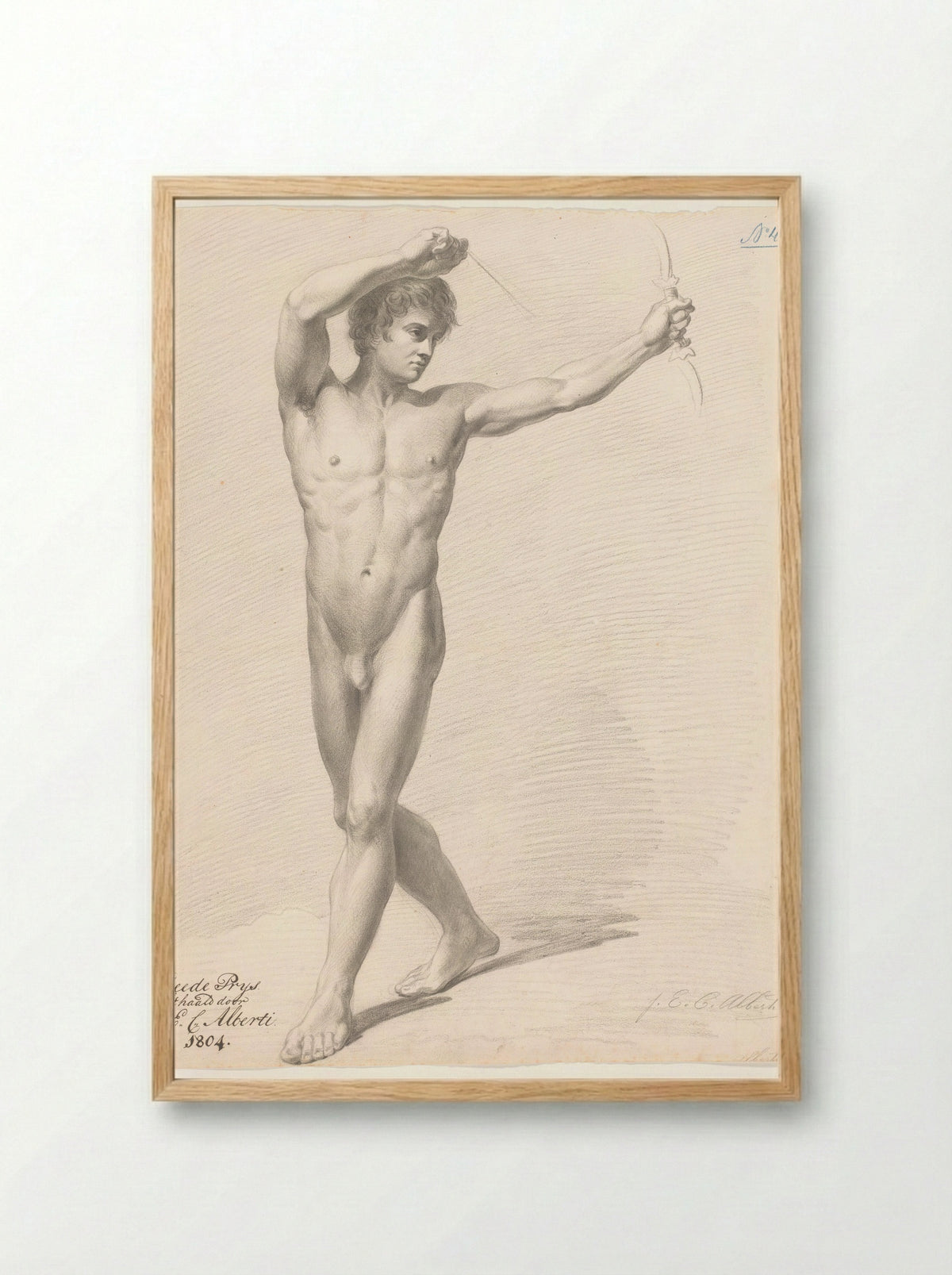 Standing Male Nude - Joannes Echarius Carolus Alberti - Framed Print Wood