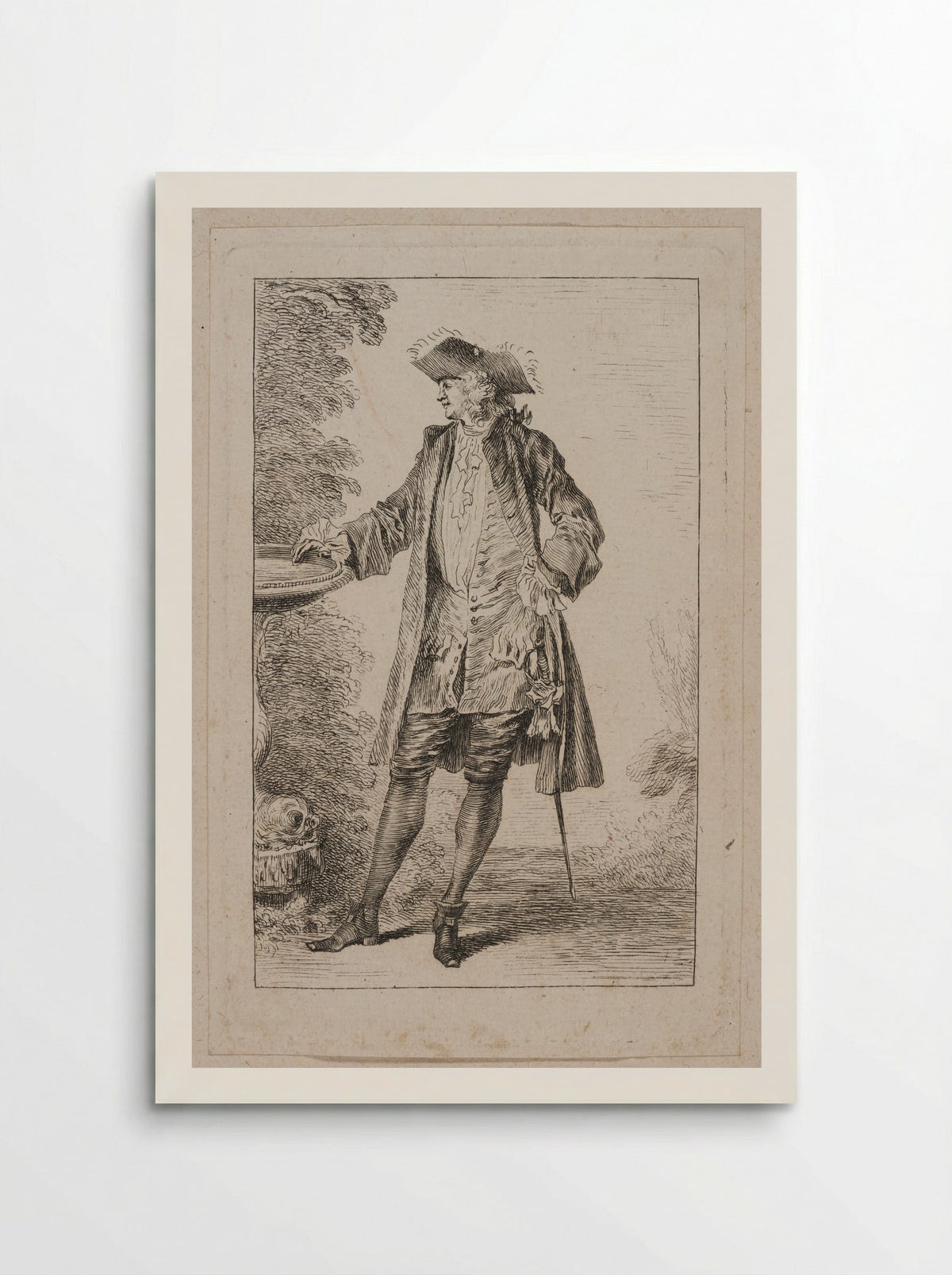 Standing Man, His Hand on a Basin - Jean-Antoine Watteau - Poster