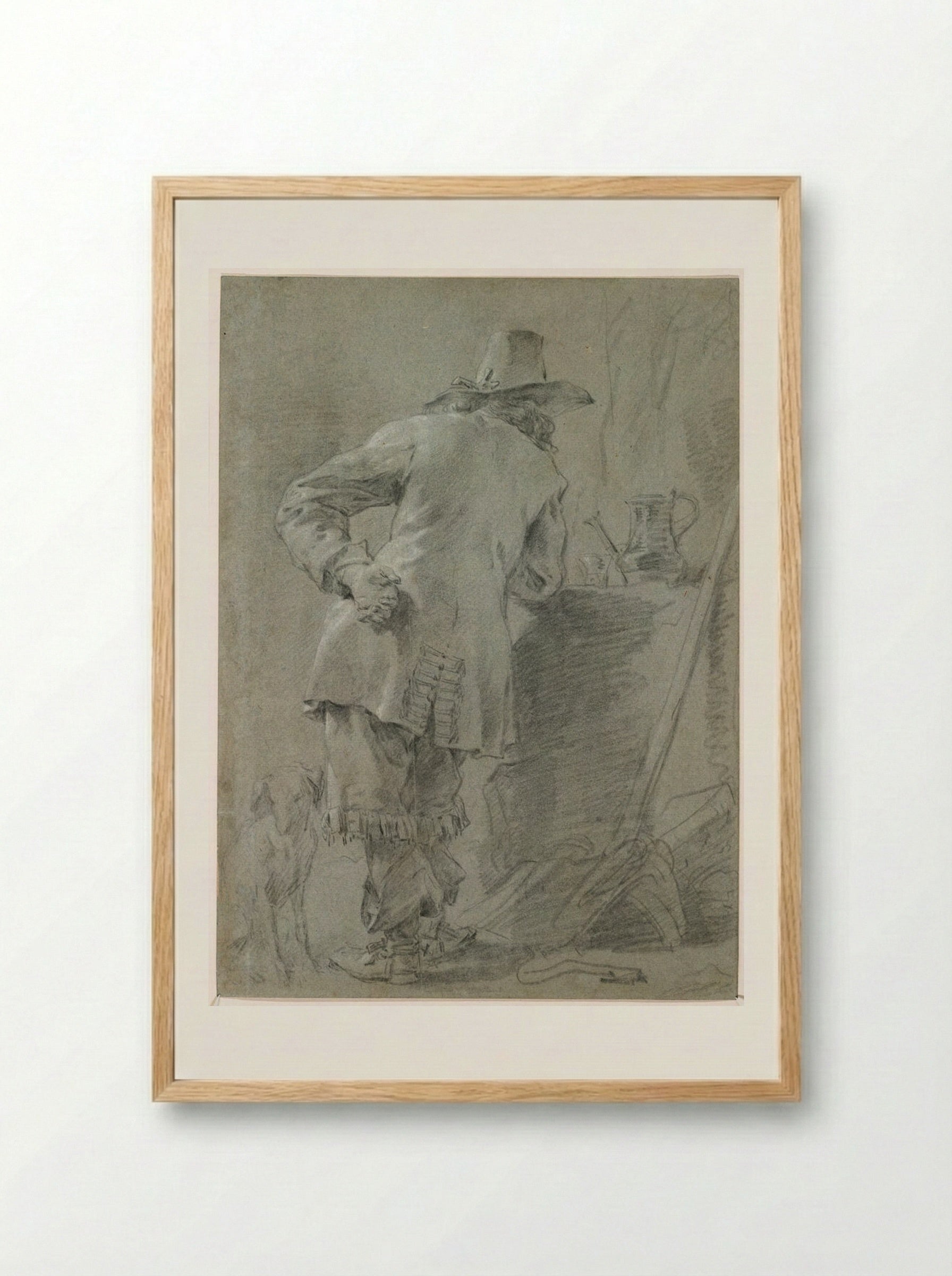 Standing Man Seen from Behind - Nicolaes Berchem - Framed Print Wood