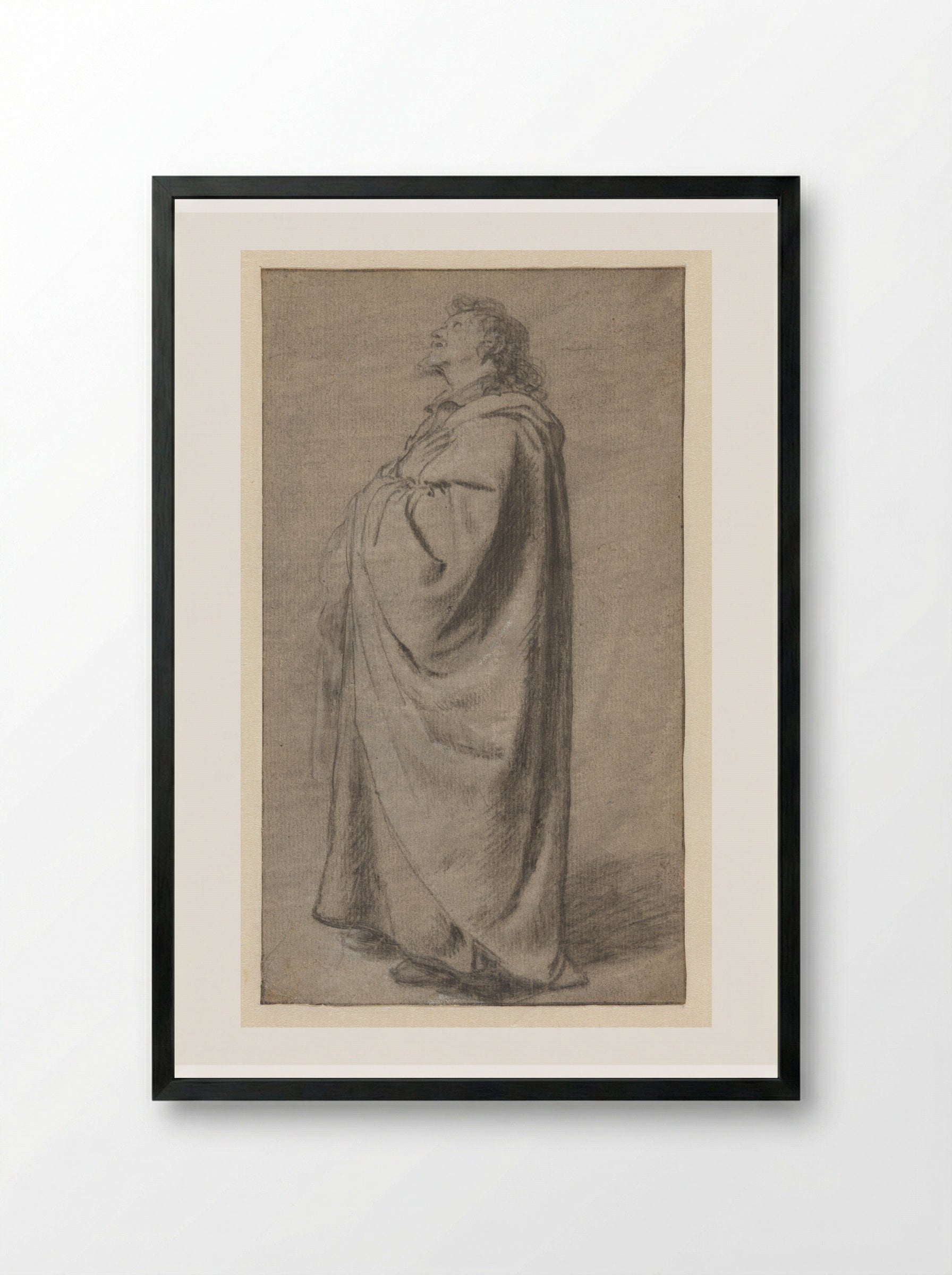Standing Man in a Cloak (Saint John the Evangelist?) - Jan Lievens - Framed Print Black