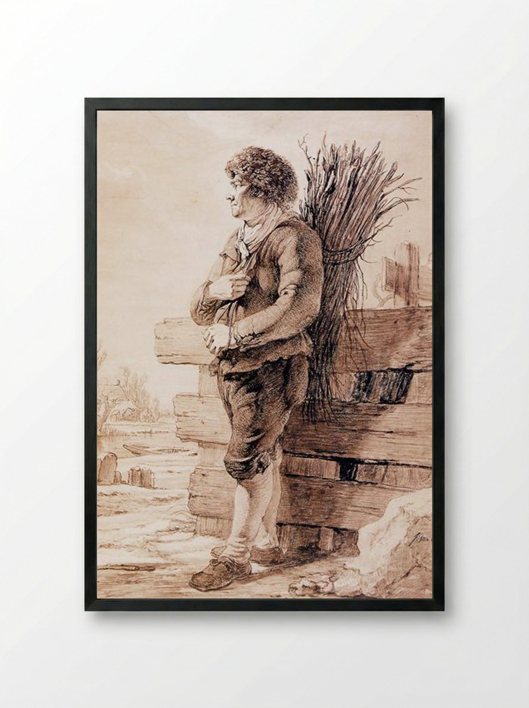 Standing Man with Branches - Jacob van Strij - Framed Print Black