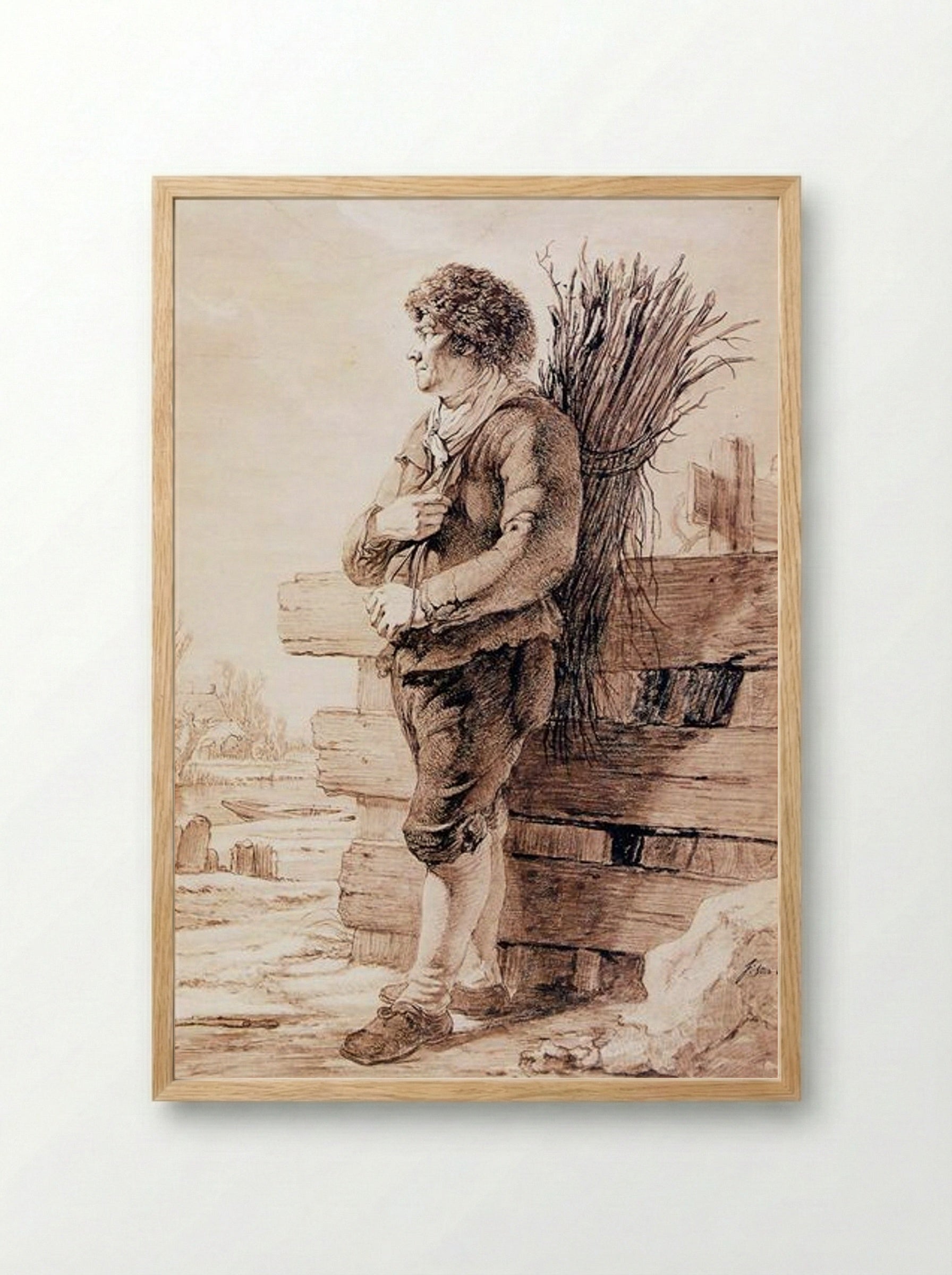 Standing Man with Branches - Jacob van Strij - Framed Print Wood