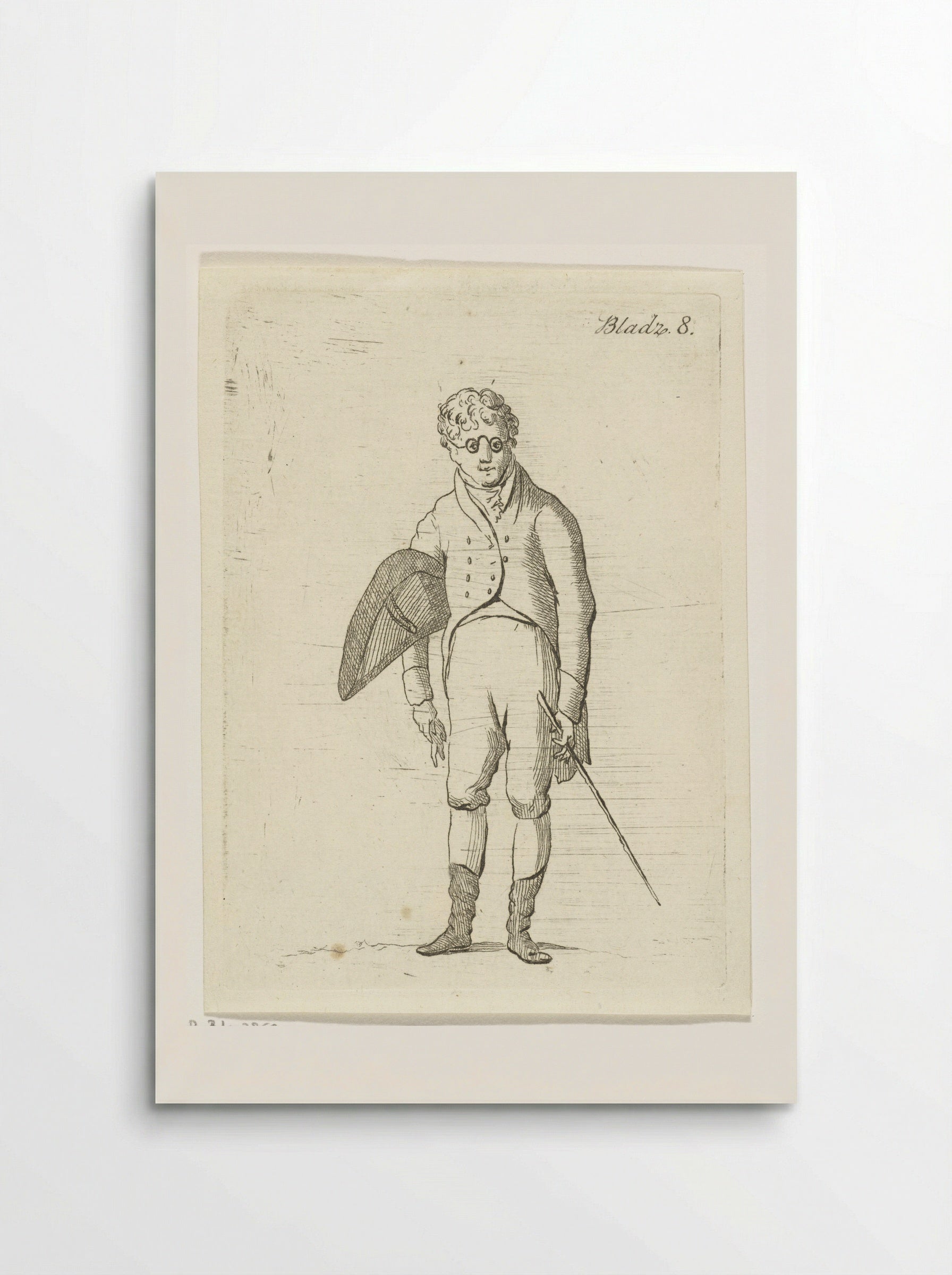 Standing Man with Spectacles and Walking Stick - Anthonie van den Bos - Poster