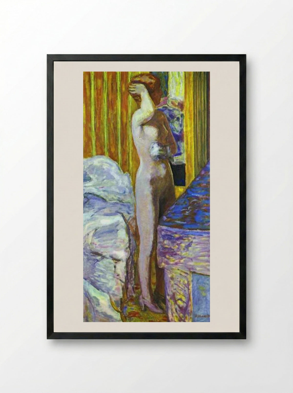 Standing Nude - Pierre Bonnard - Framed Print Black