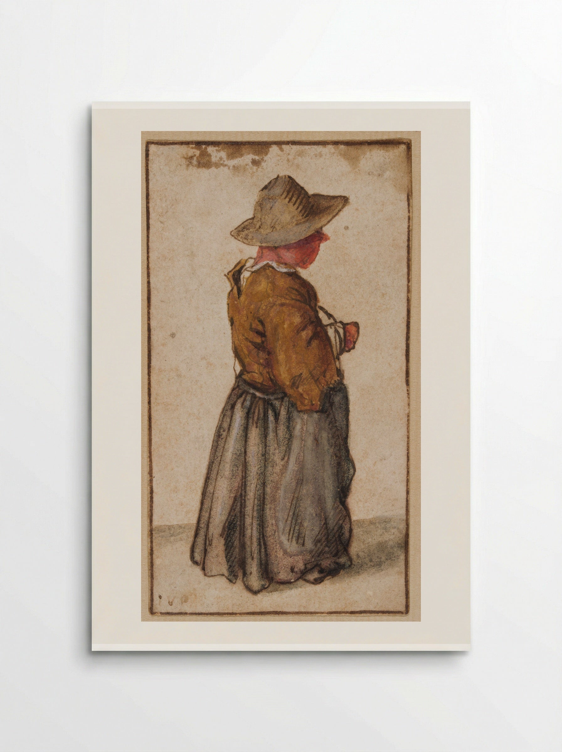 Standing Peasant Woman seen from Three-Quarters to the Rear - Cornelis Dusart - Poster
