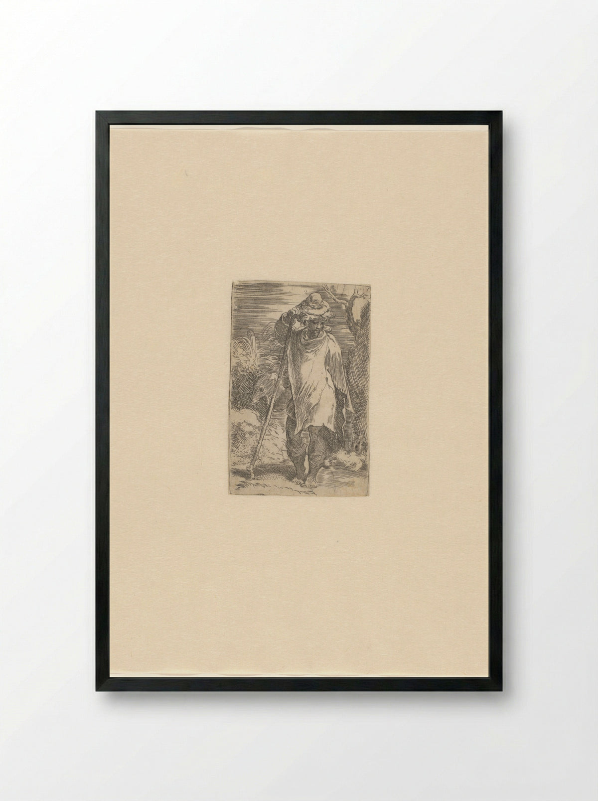 Standing Shepherd - Parmigianino - Framed Print Black