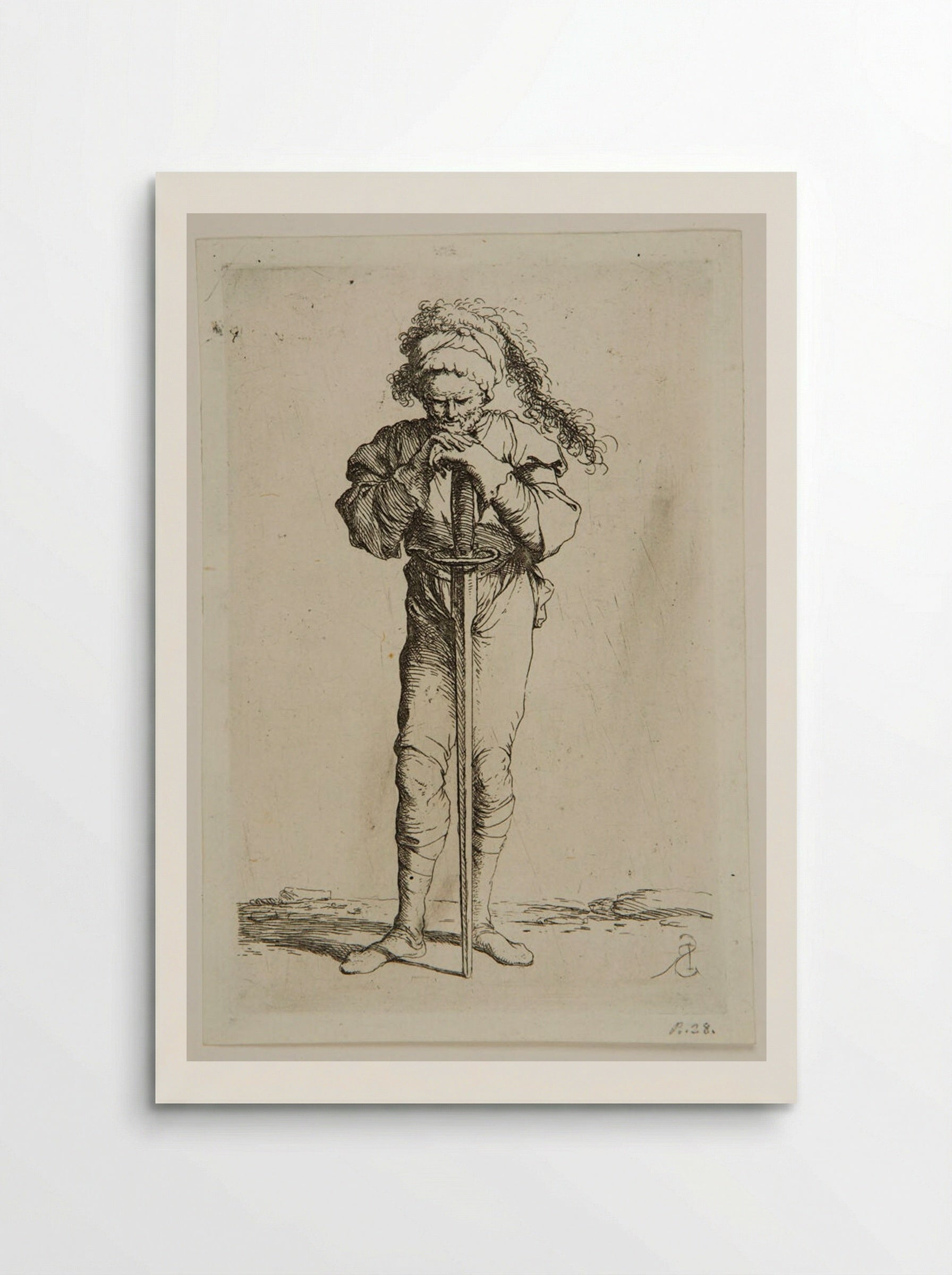 Standing Soldier Leaning on a Broadsword - Salvator Rosa - Poster