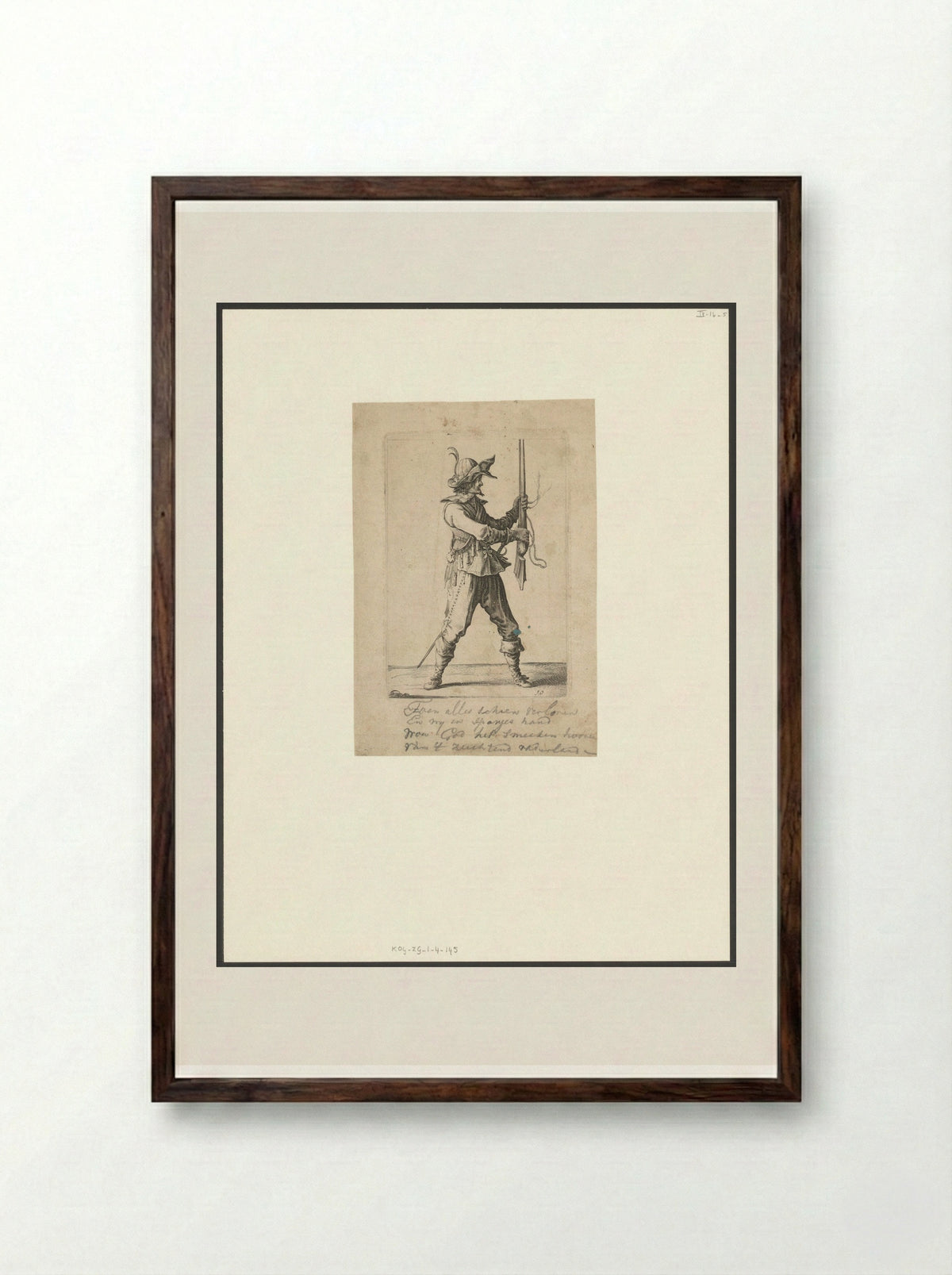 Standing Soldier with Musket - Salomon Savery - Framed Print Dark Wood
