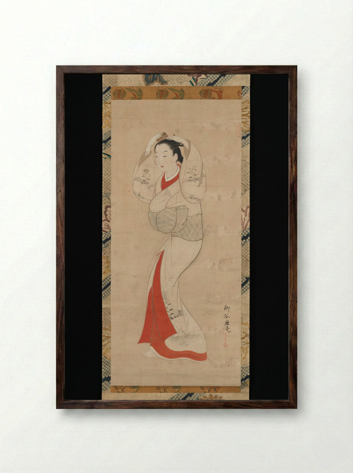 Standing Woman (Ryūkadō) - Ryūkadō - Framed Print Dark Wood