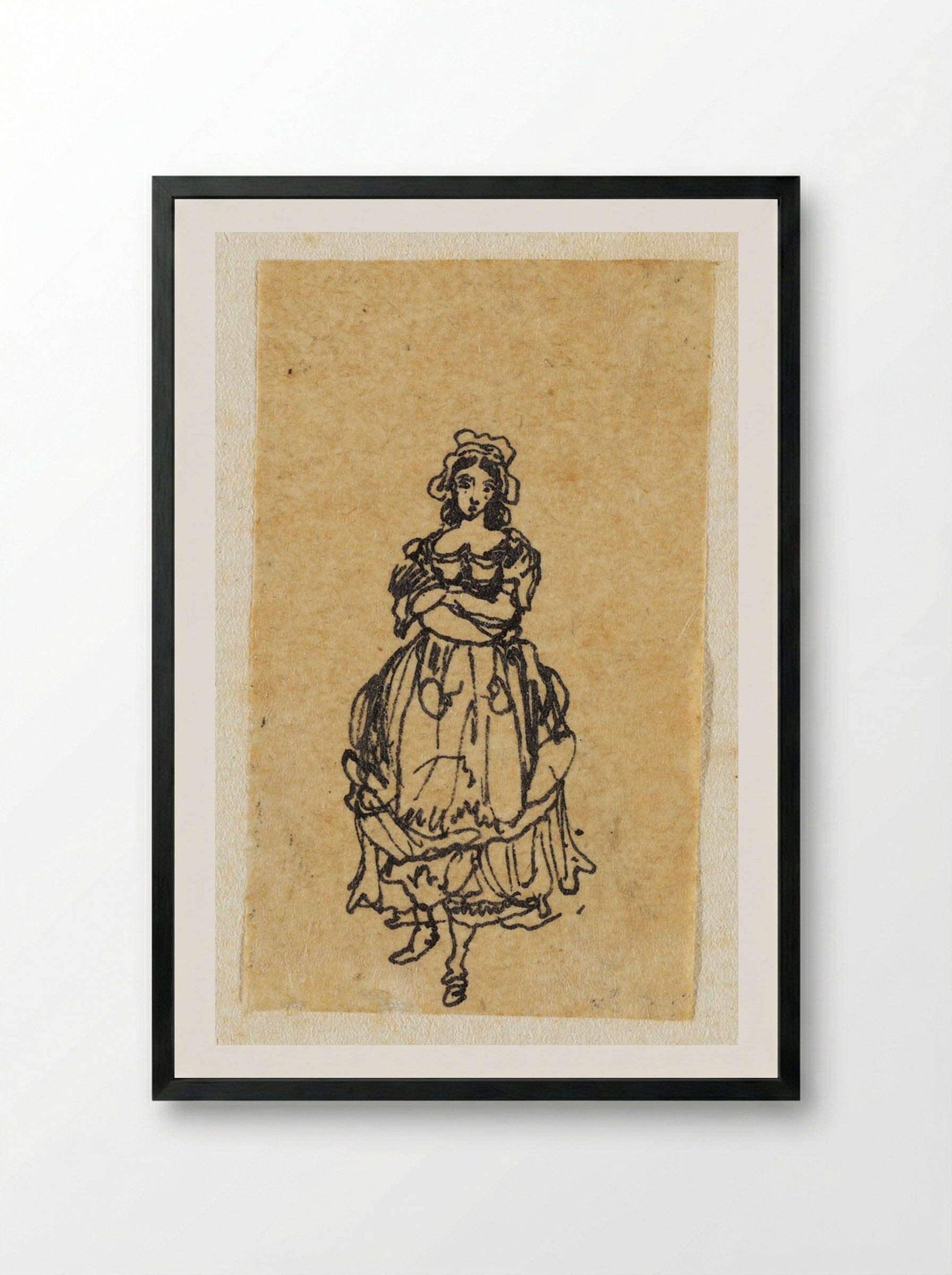 Standing Woman - Rodolphe Bresdin - Framed Print Black