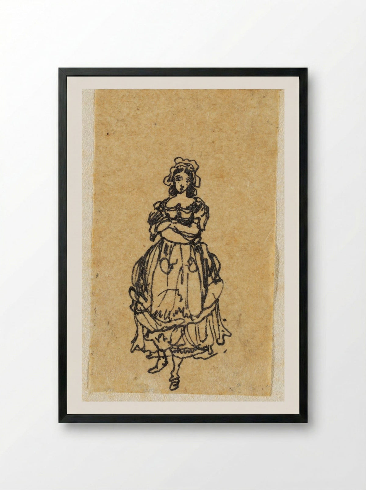 Standing Woman - Rodolphe Bresdin - Framed Print Black