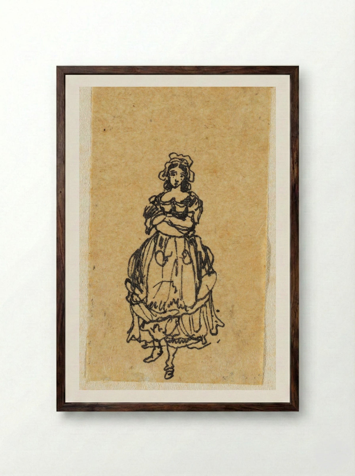 Standing Woman - Rodolphe Bresdin - Framed Print Dark Wood