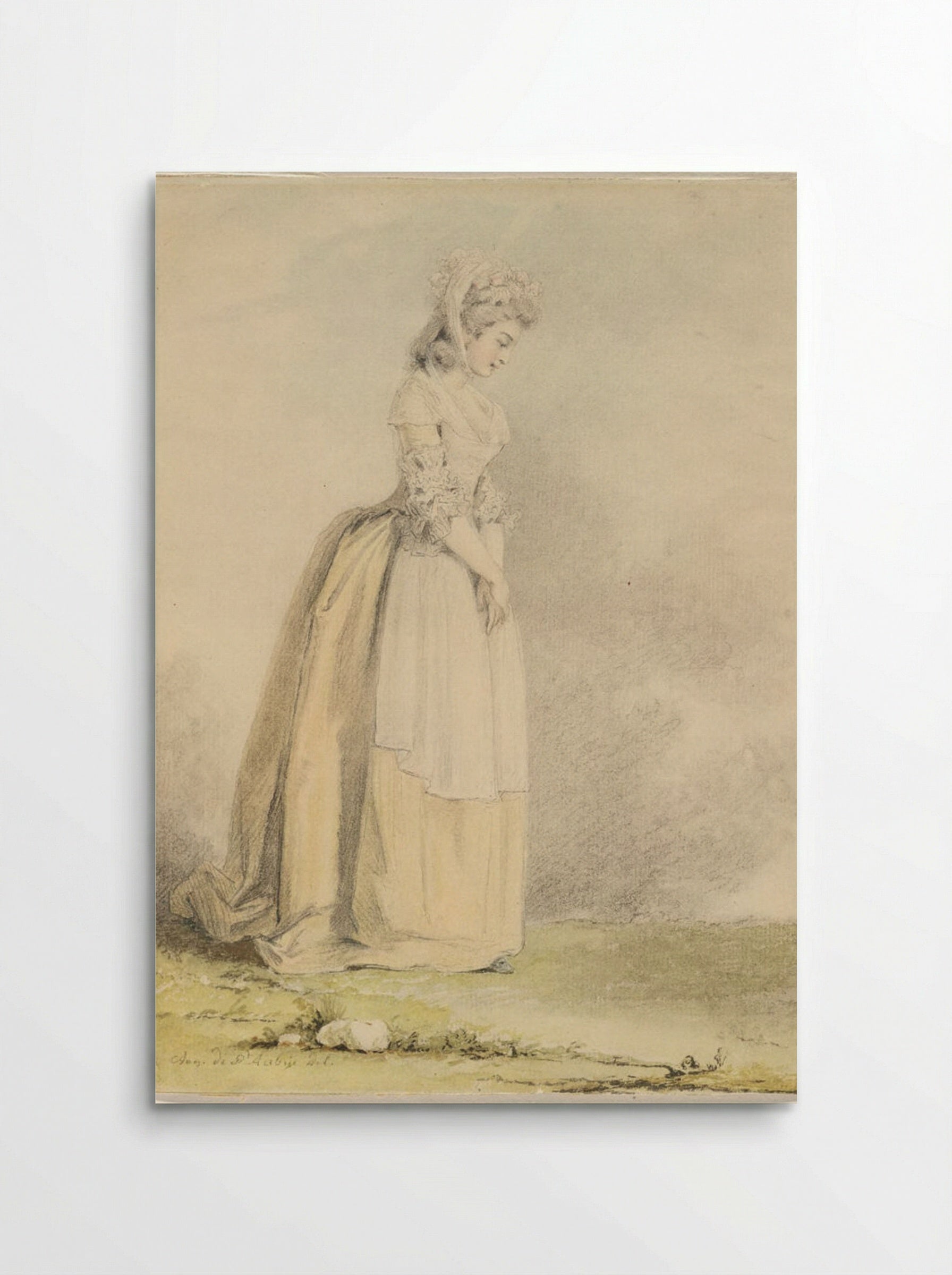 Standing Young Woman - Augustin de Saint-Aubin - Poster
