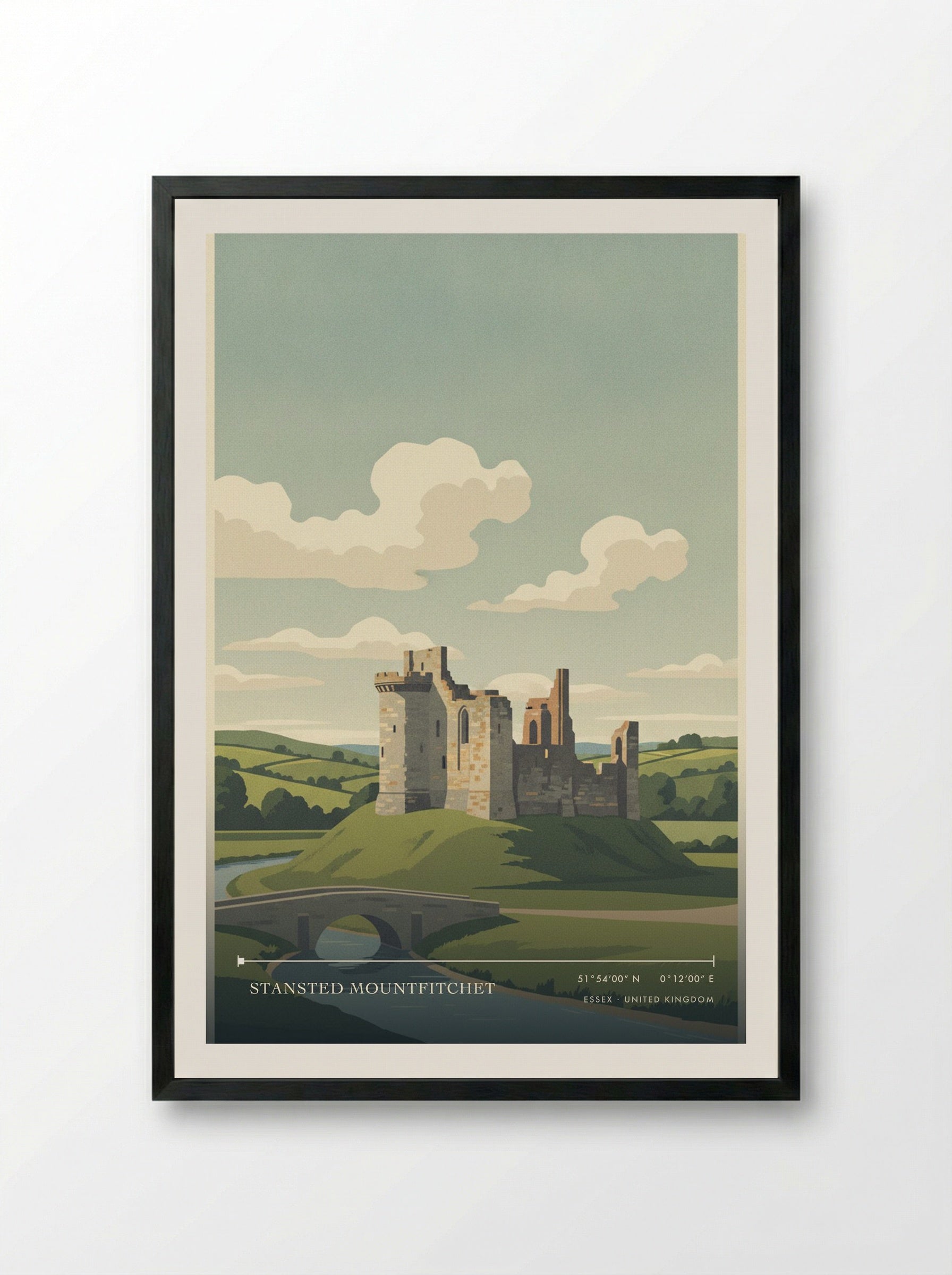Stansted Mountfitchet Essex United Kingdom Travel Poster - Framed Print Black