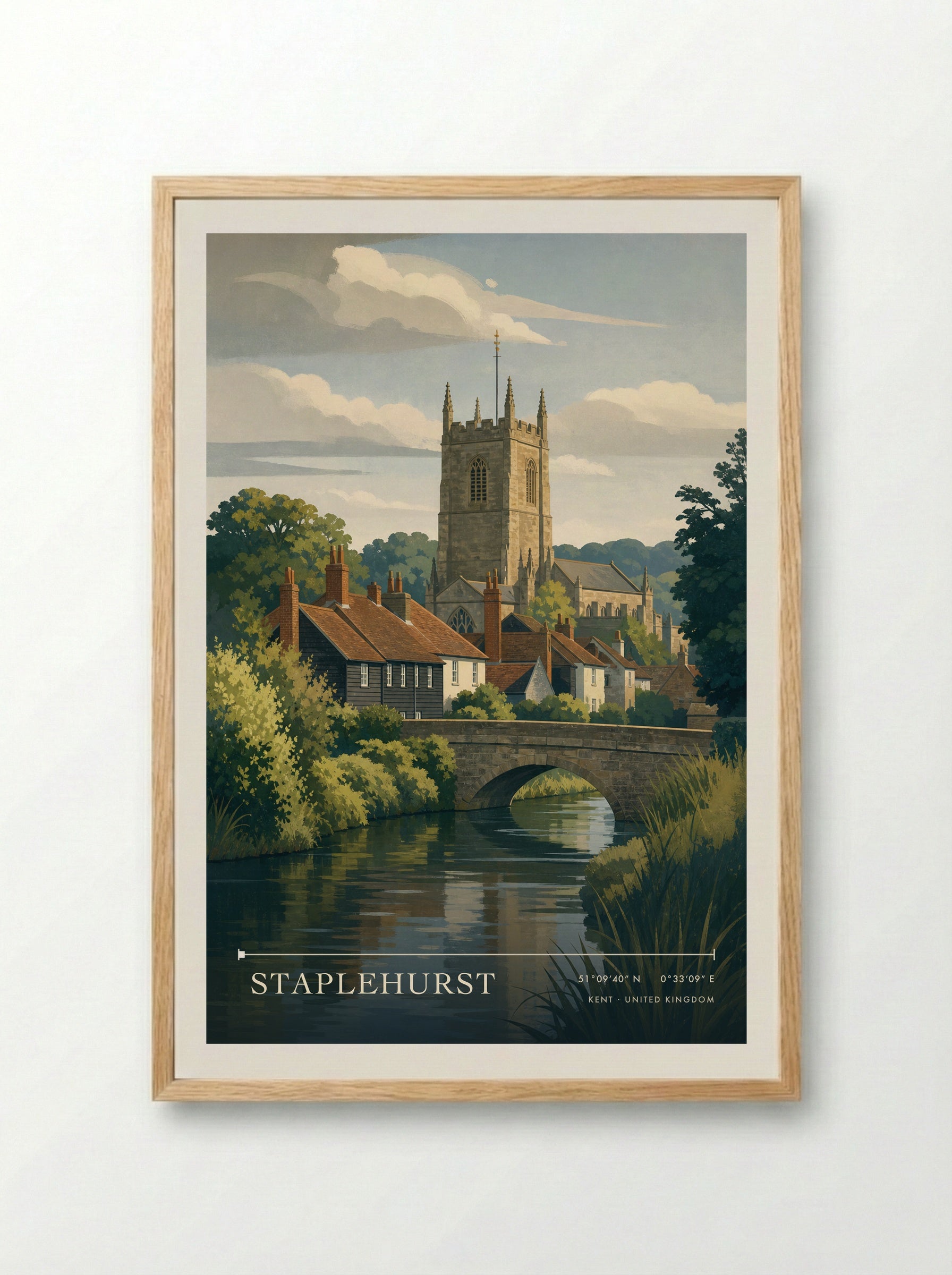 Staplehurst Kent United Kingdom Travel Poster - Framed Print Wood