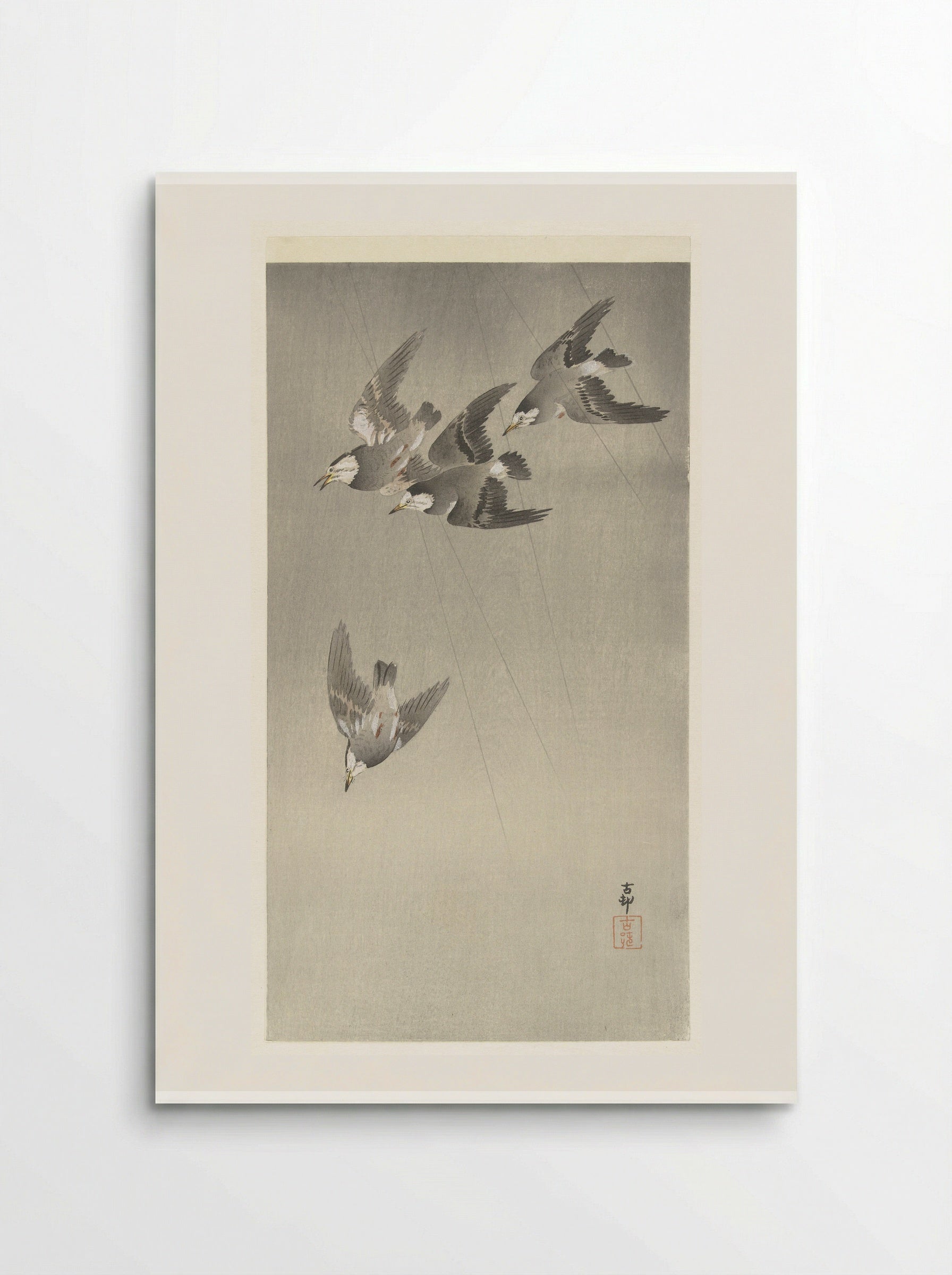 Starlings in the Rain - Matsuki Heikichi - Poster