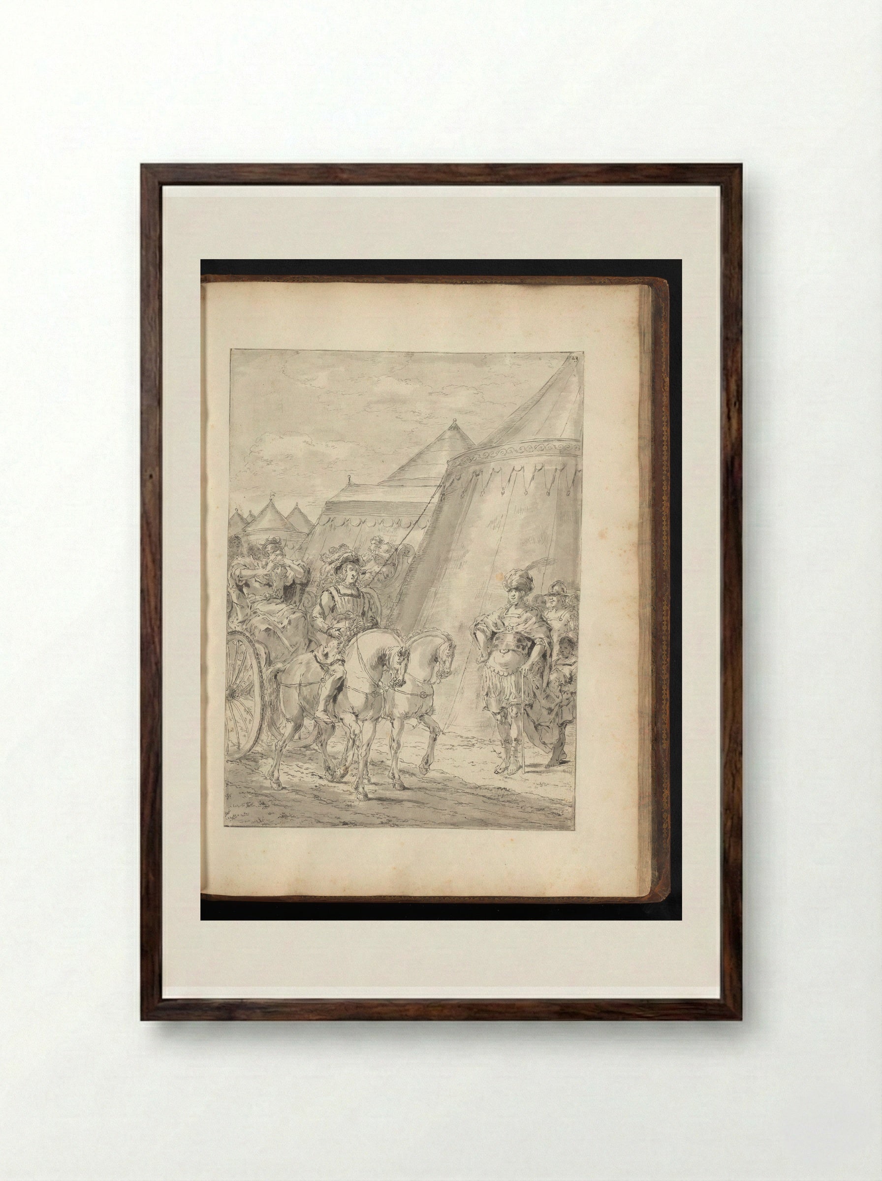 Stateira and her daughter brought before Alexander the Great - Leonaert Bramer - Framed Print Dark Wood