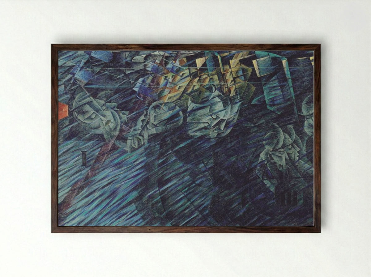States of Mind: Those Who Go - Umberto Boccioni - Framed Print Dark Wood