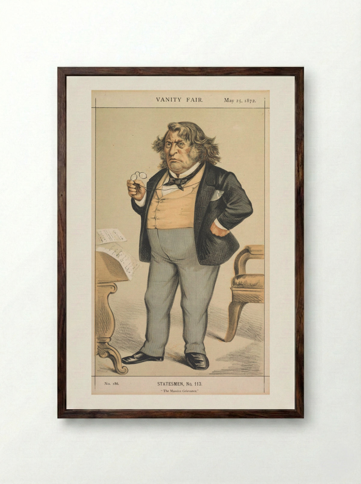 Statesman, No. 113: The Massive Grievance - Thomas Nast - Framed Print Dark Wood