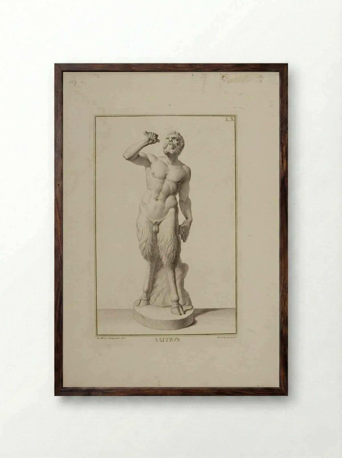 Statue of a Satyr - Carlo Gregori - Framed Print Dark Wood