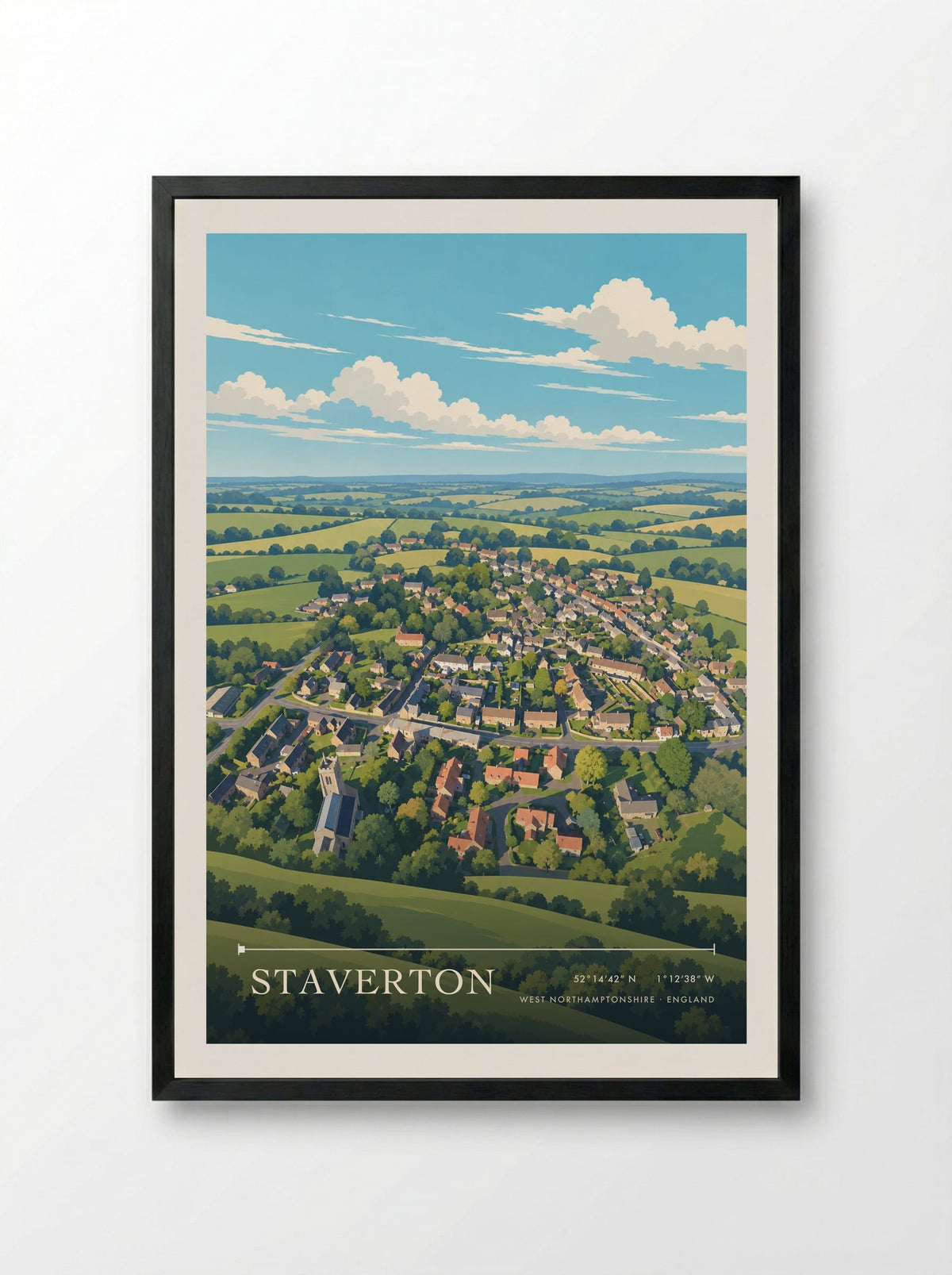 Staverton, West Northamptonshire | Travel Poster - Framed Print Black