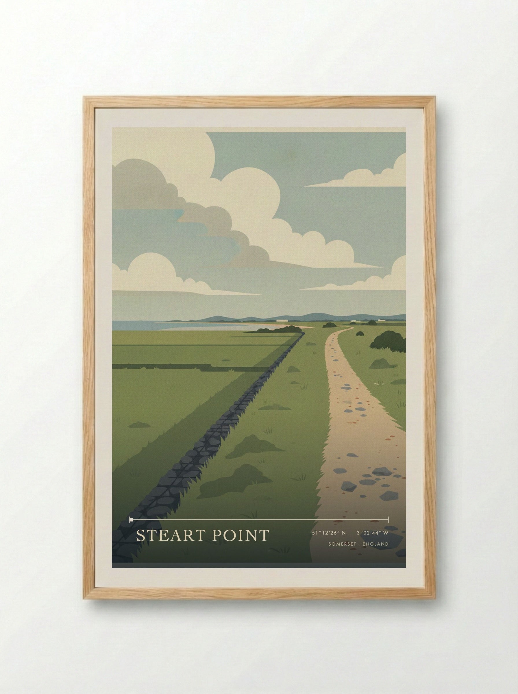 Steart Point Somerset England Travel Poster - Framed Print Wood