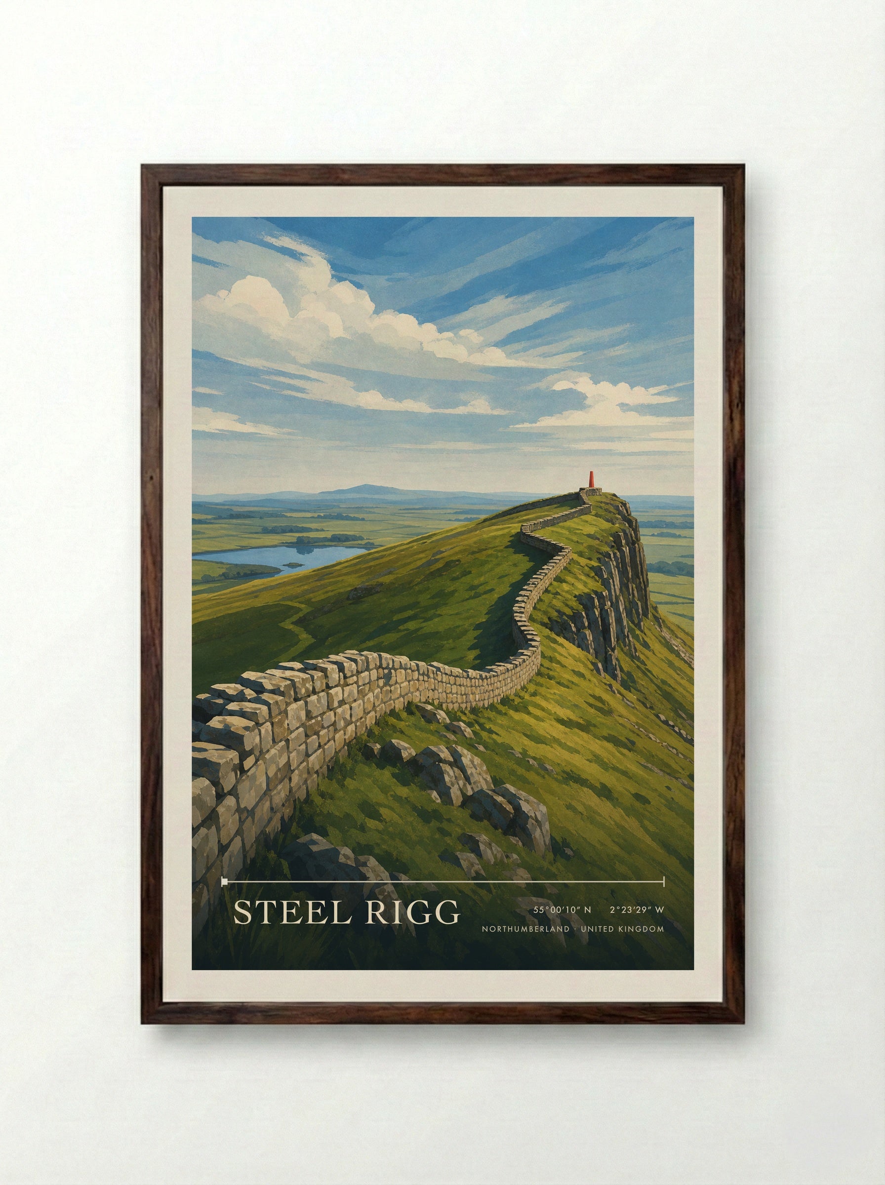 Steel Rigg Northumberland United Kingdom Travel Poster - Framed Print Dark Wood