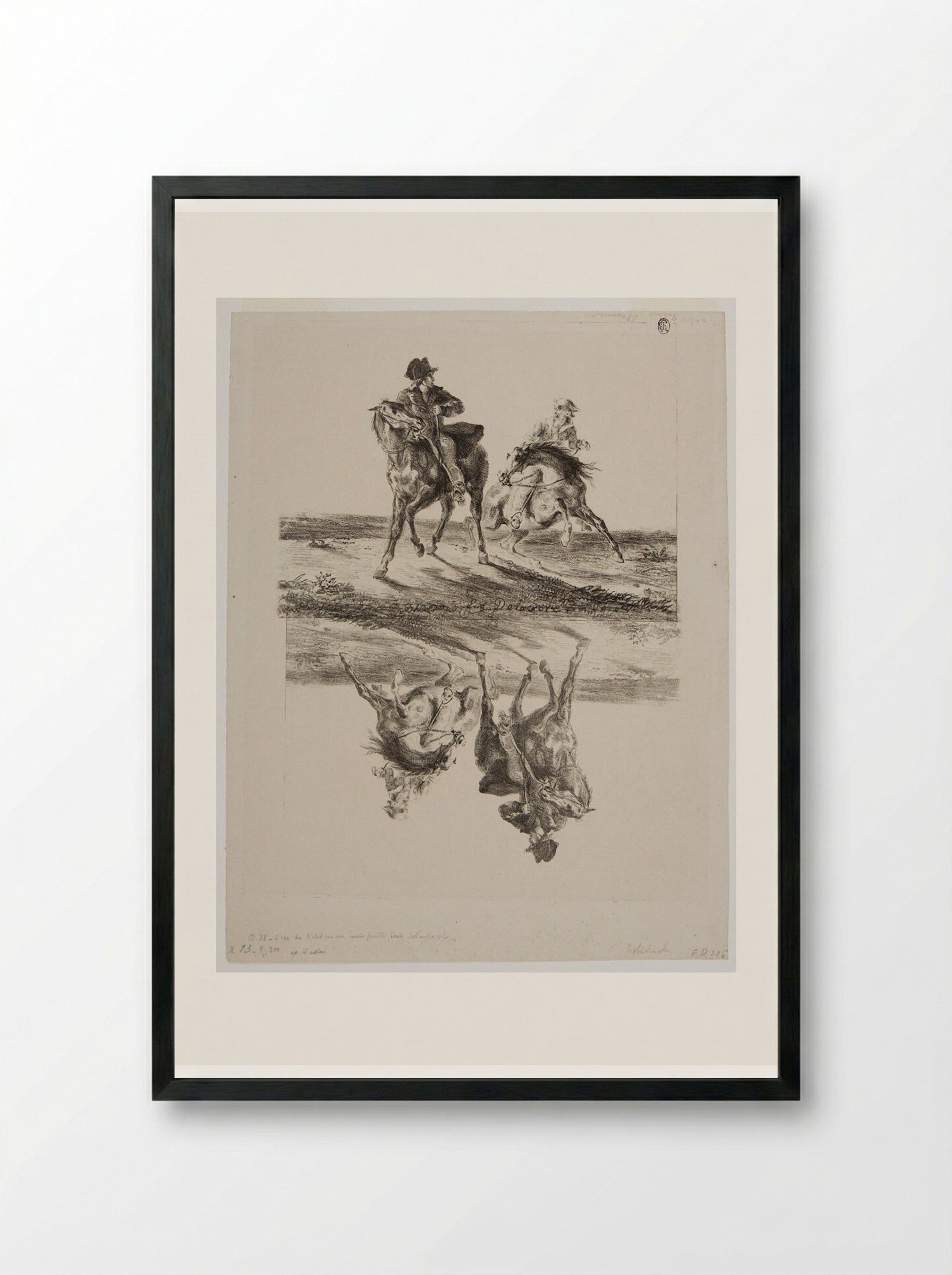 Steenie or Redgauntlet Pursued by a Ghost - Ferdinand-Victor-Eugène Delacroix - Framed Print Black
