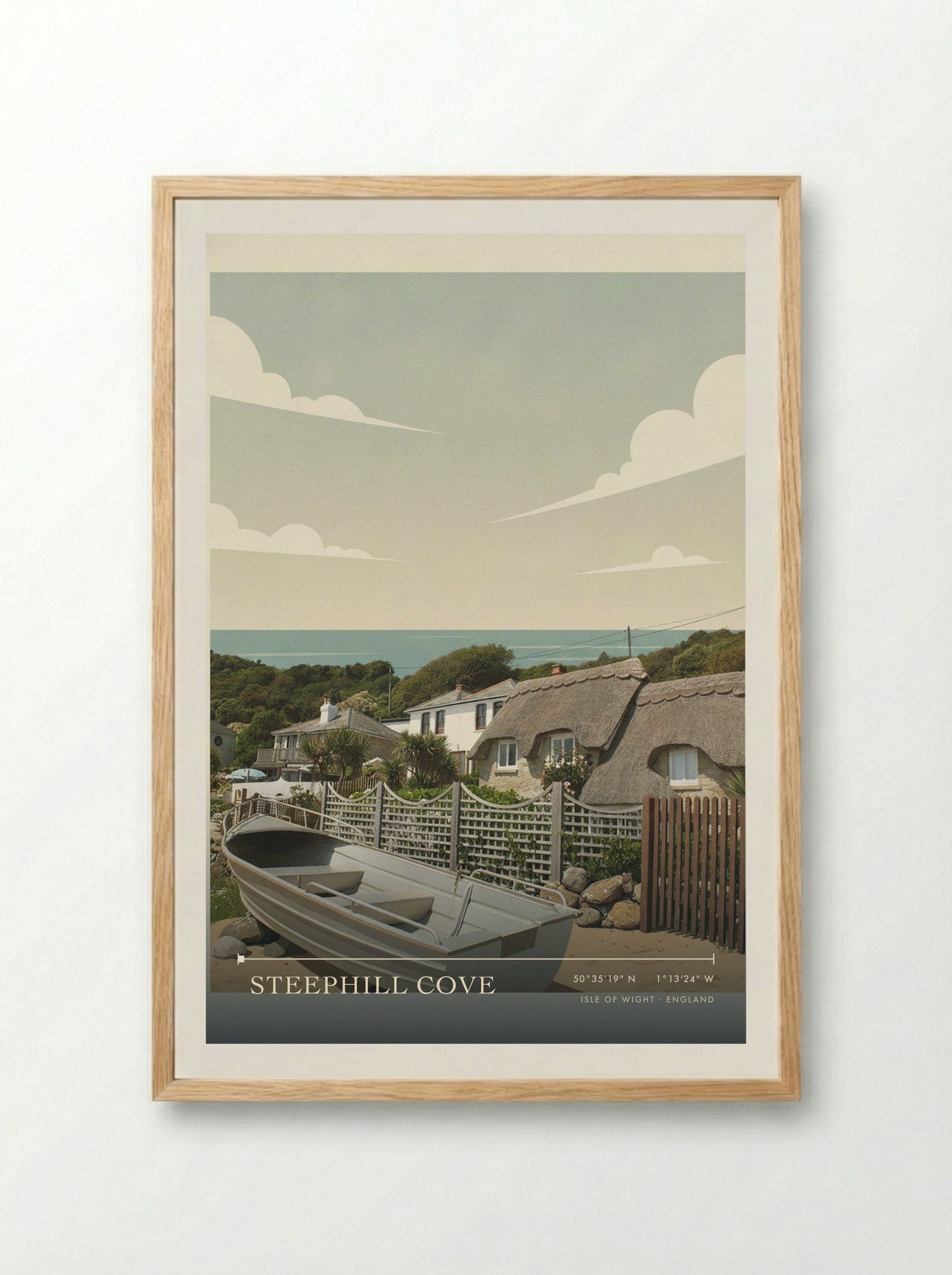 Steephill Cove Isle of Wight England Travel Poster - Framed Print Wood