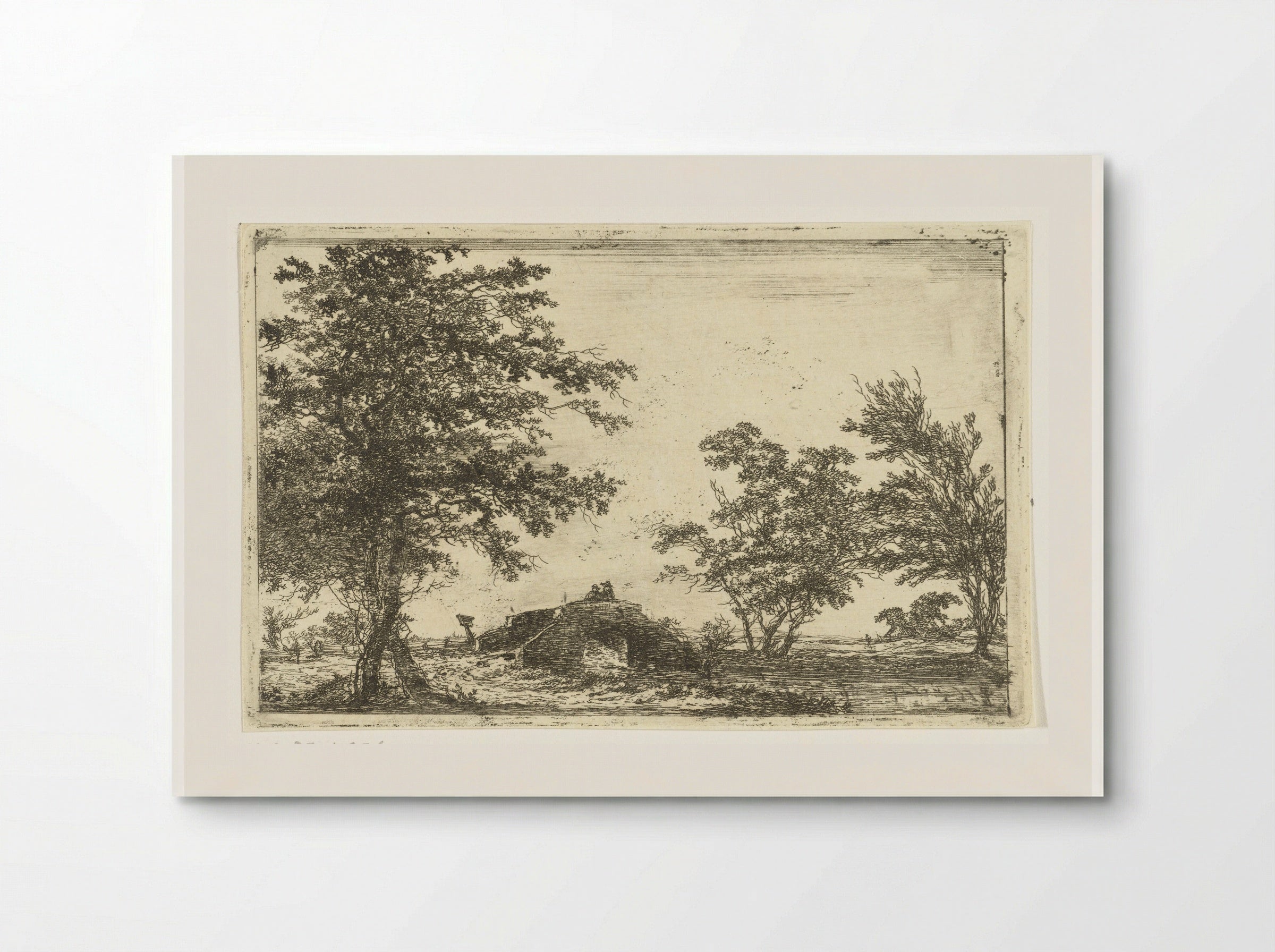 Stenen brug met twee figuren - Hermanus van Brussel - Poster