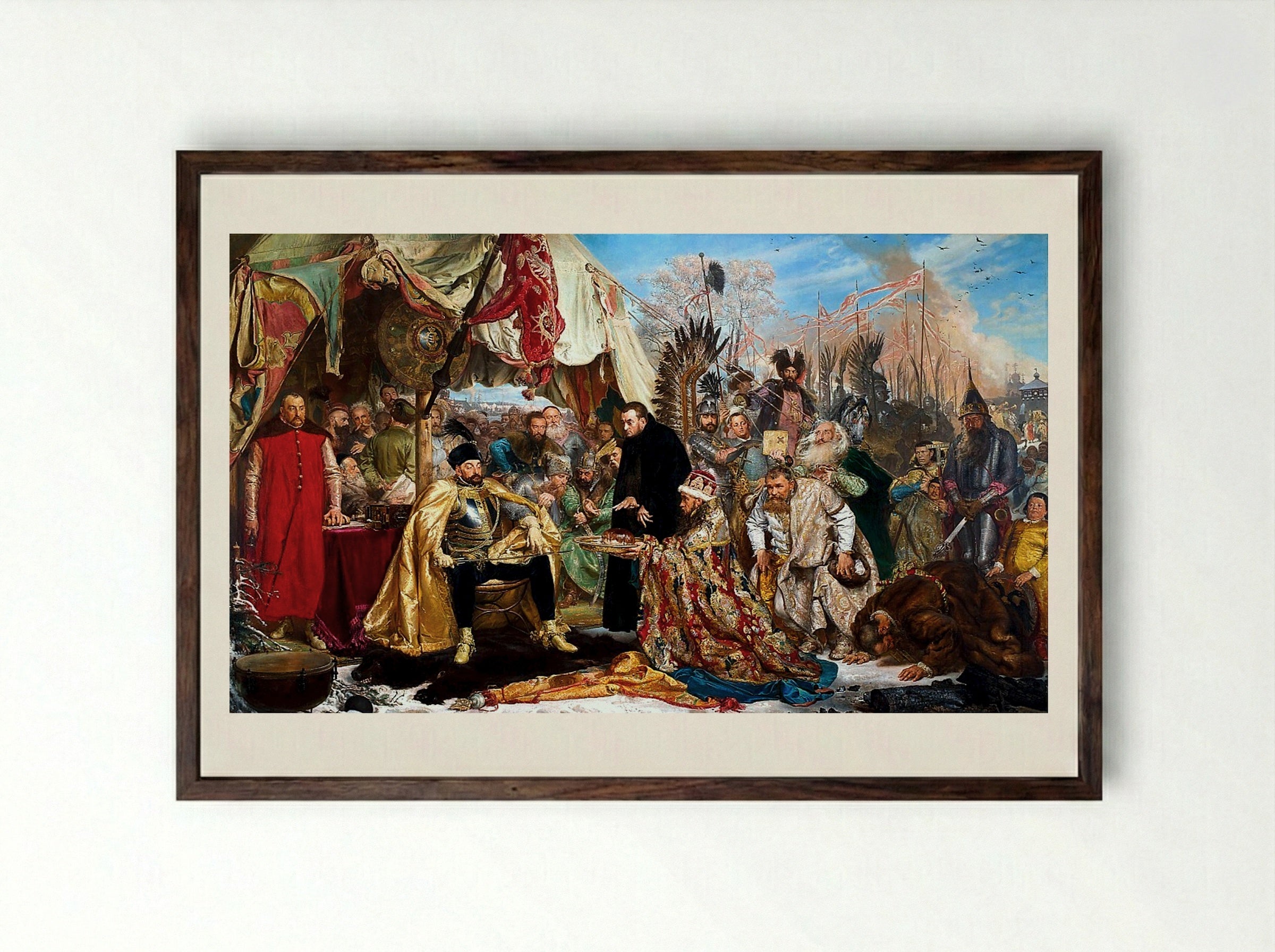Stephen Bathory at Pskov - Jan Matejko - Framed Print Dark Wood