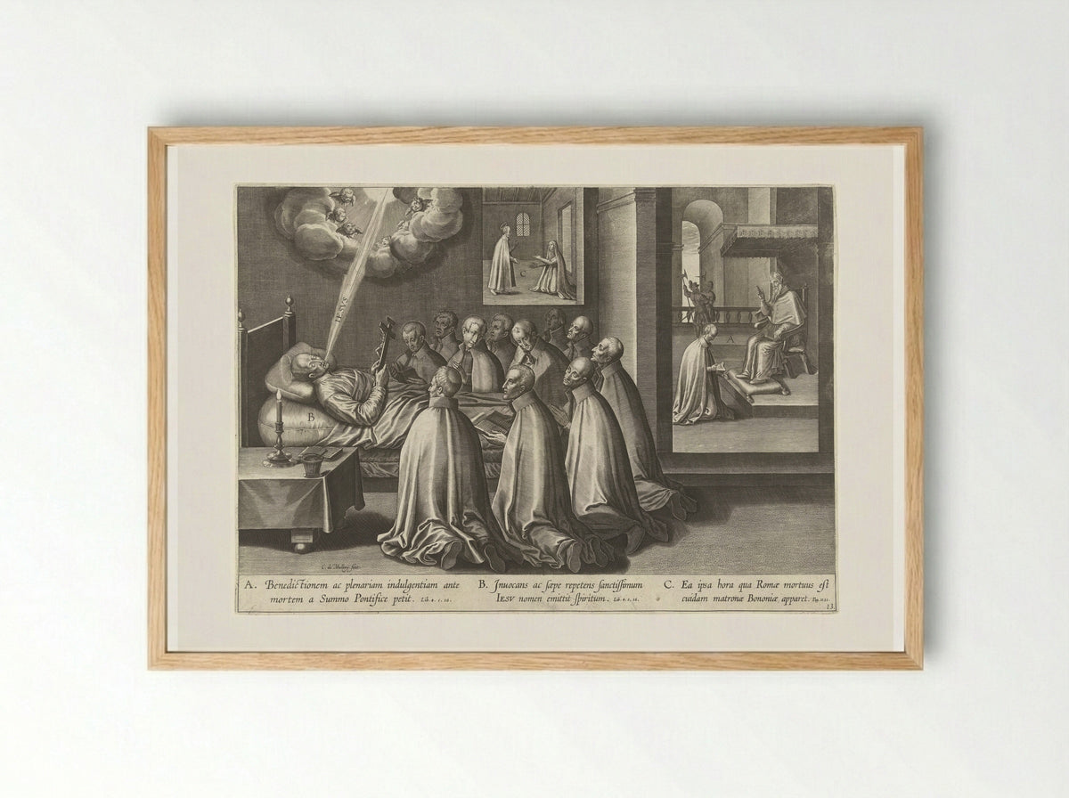Sterfbed van Ignatius - Theodoor Galle - Framed Print Wood