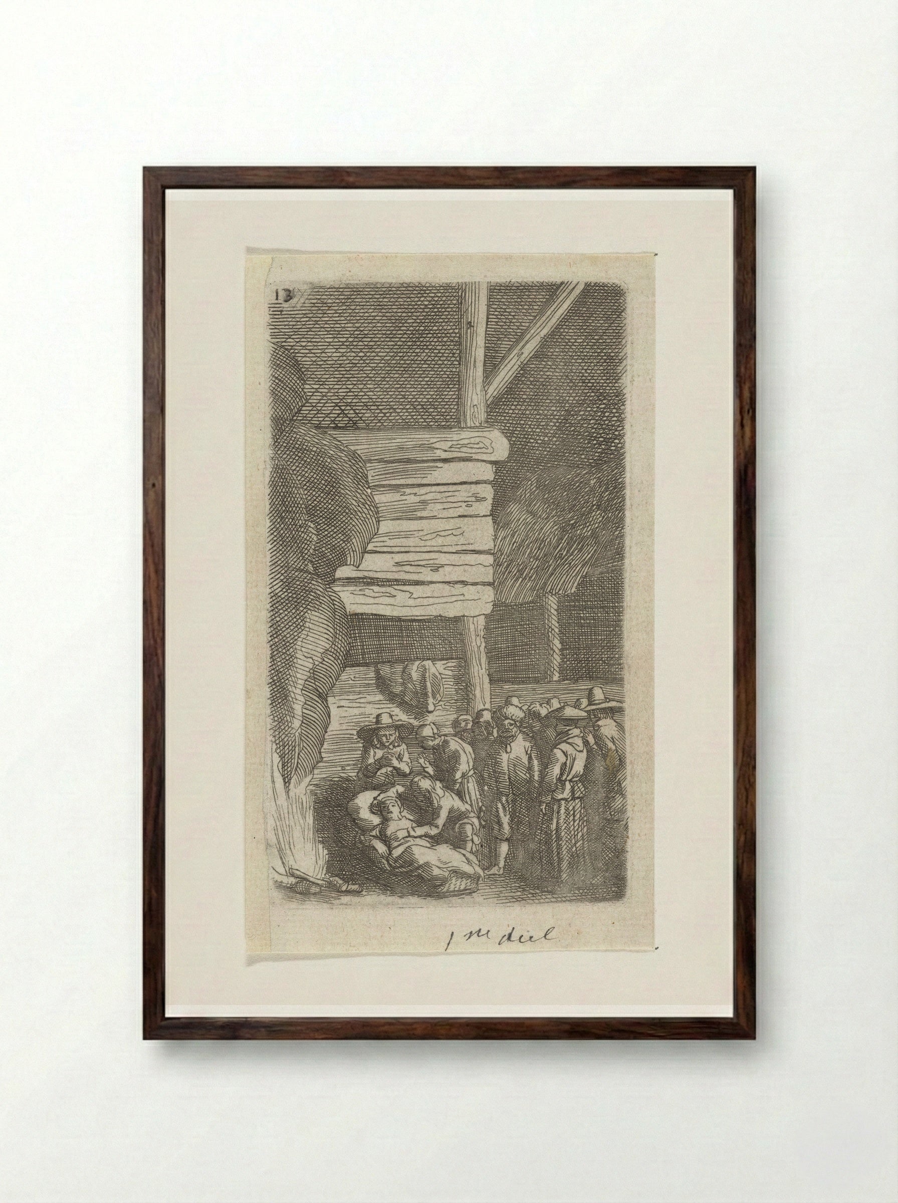 Stervende vrouw (Dying Woman) - Samuel van Hoogstraten - Framed Print Dark Wood