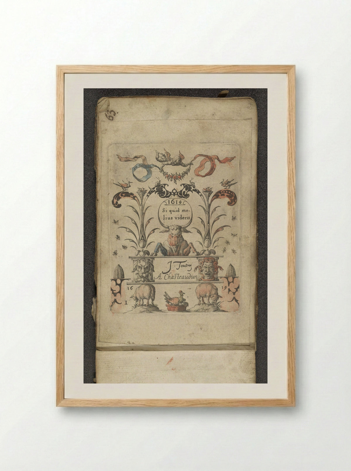 Stier met voorpoten op een verhoging - Jean Toutin - Framed Print Wood