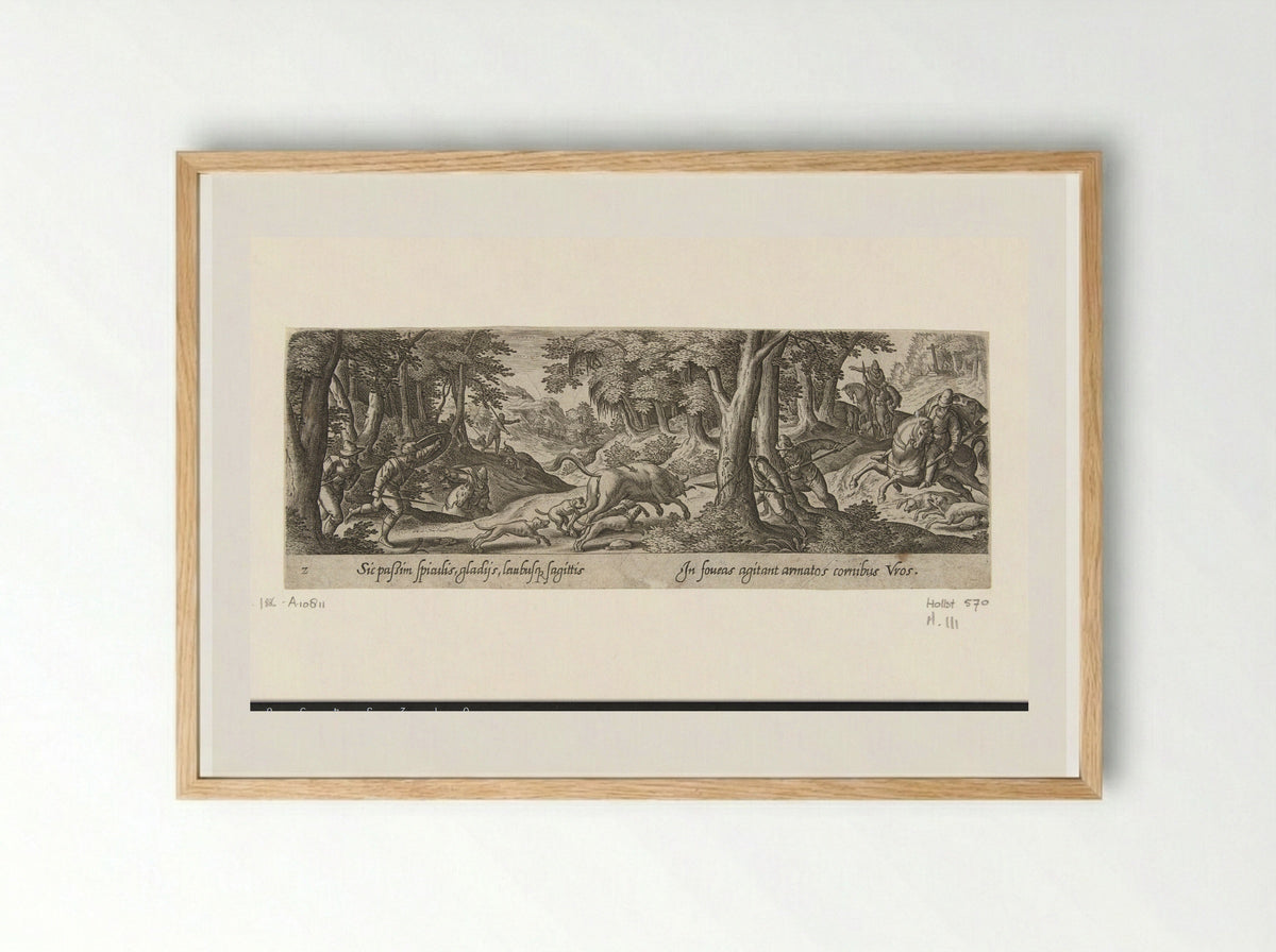 Stierenjacht (Bull Hunt) - Theodoor Galle - Framed Print Wood