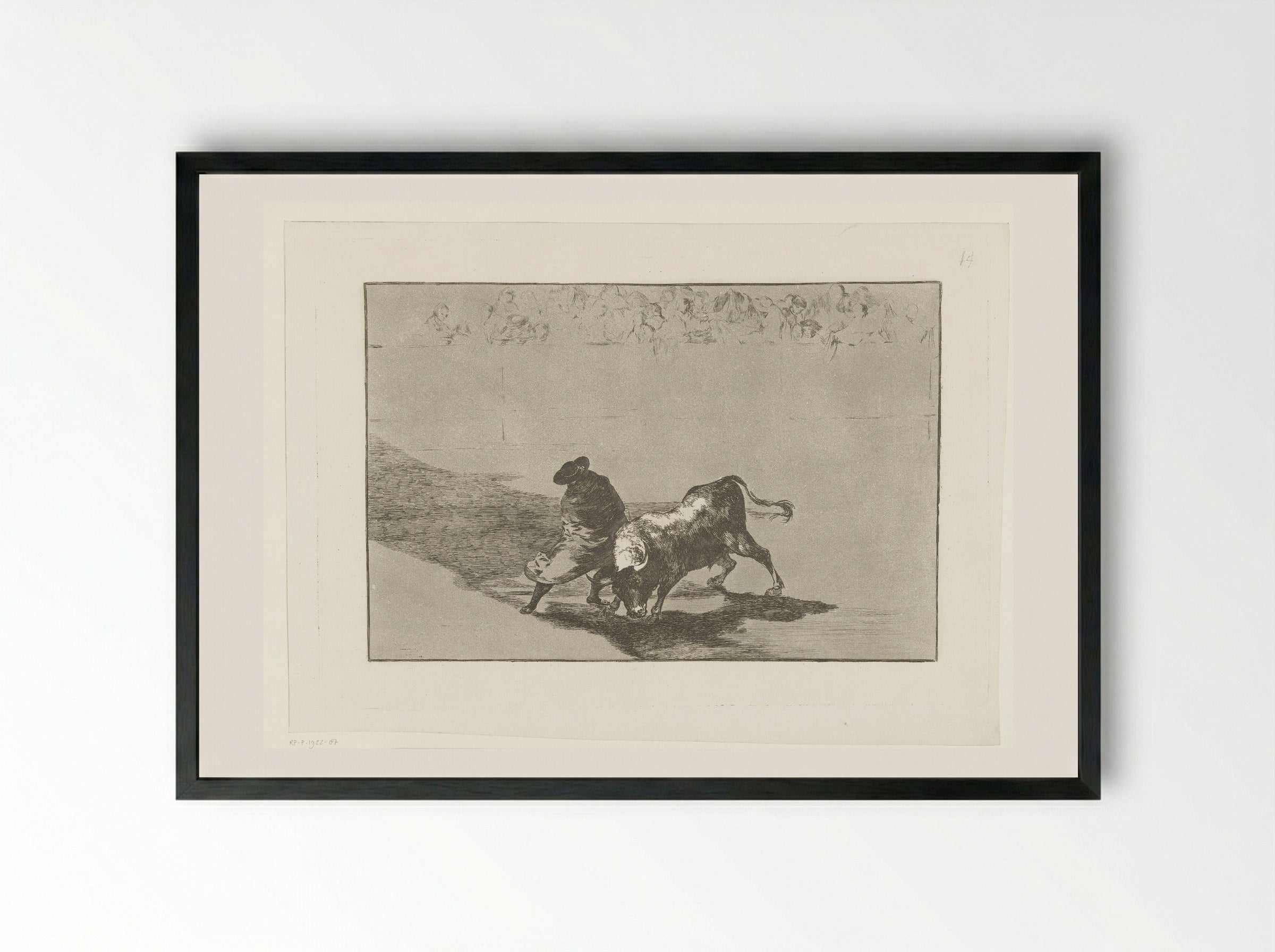 Stierenvechter in een arena - Francisco de Goya - Framed Print Black