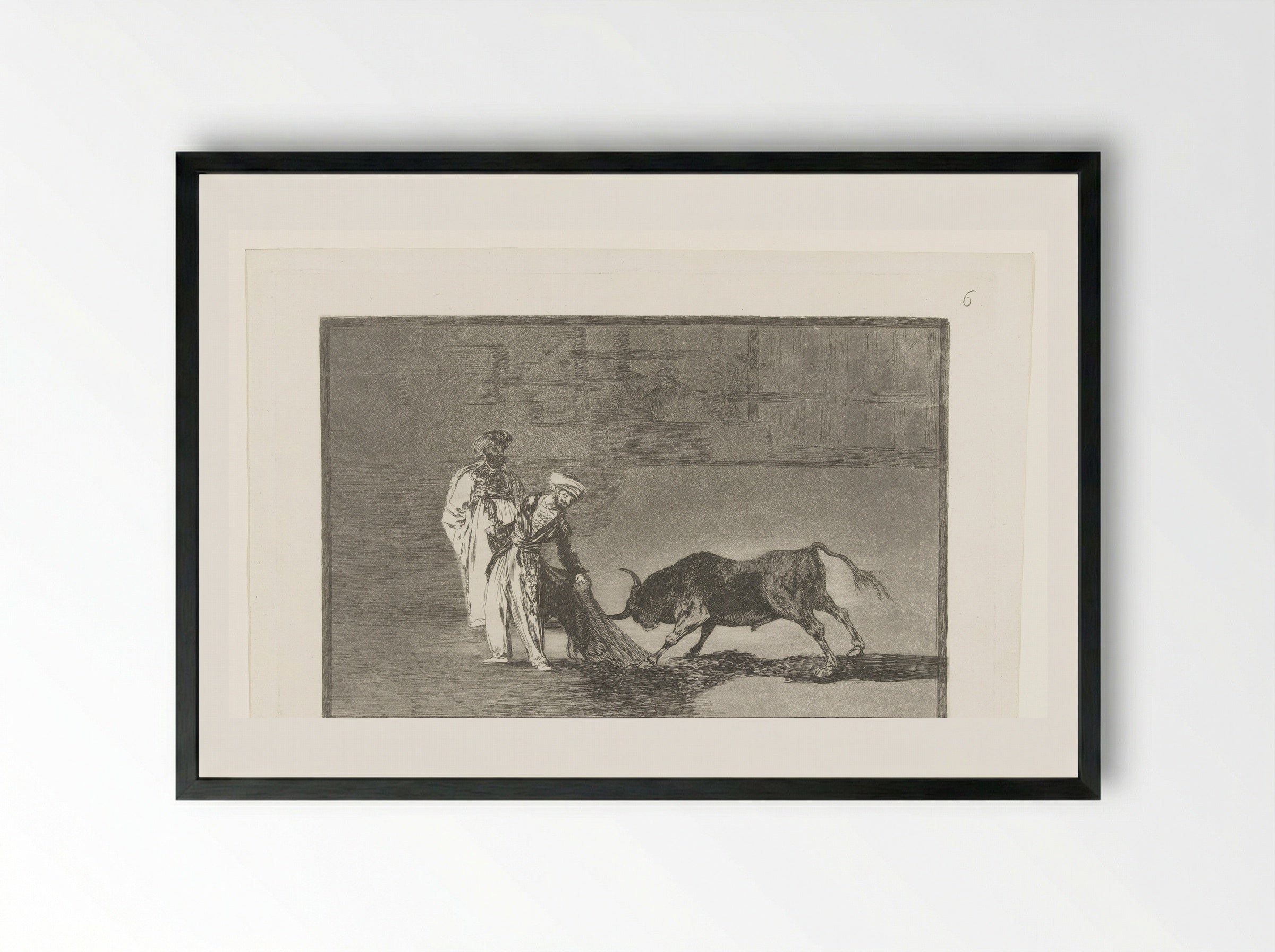 Stierenvechters in een arena - Francisco de Goya - Framed Print Black