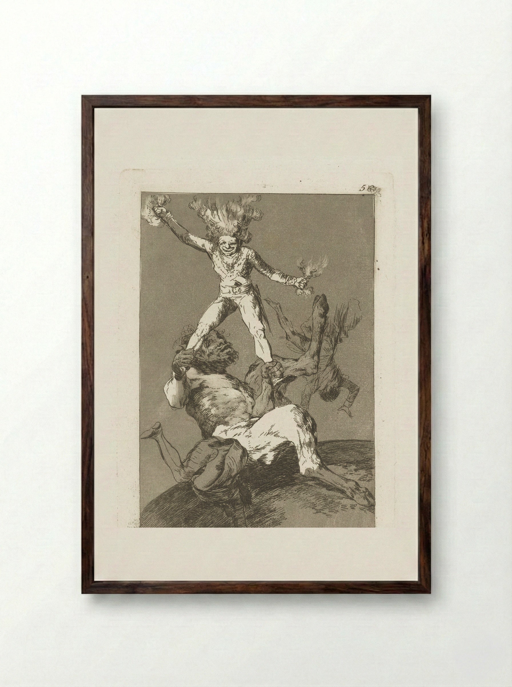 Stijgen en vallen - Francisco de Goya - Framed Print Dark Wood