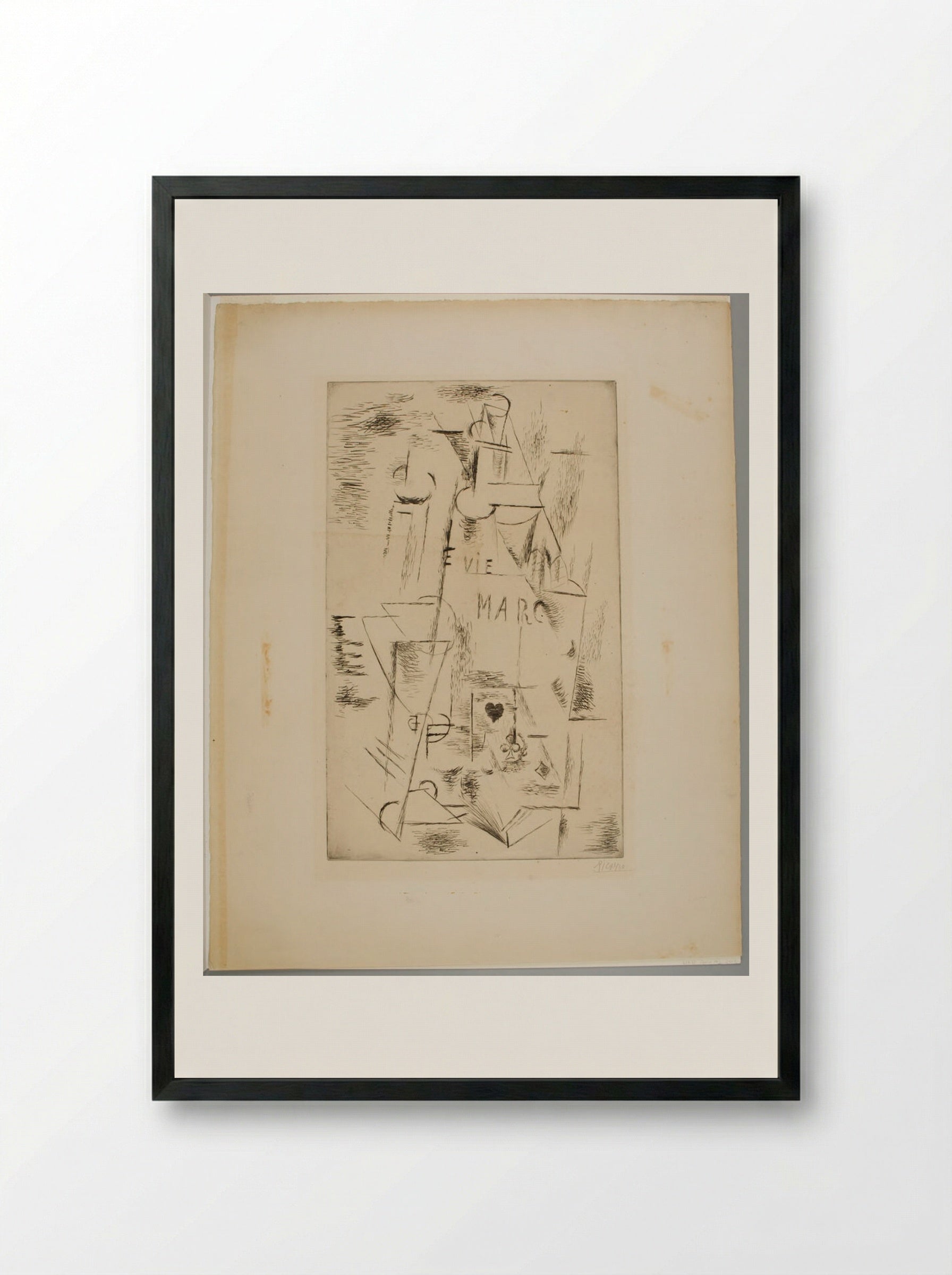 Still Life, Bottle of Marc - Pablo Picasso - Framed Print Black