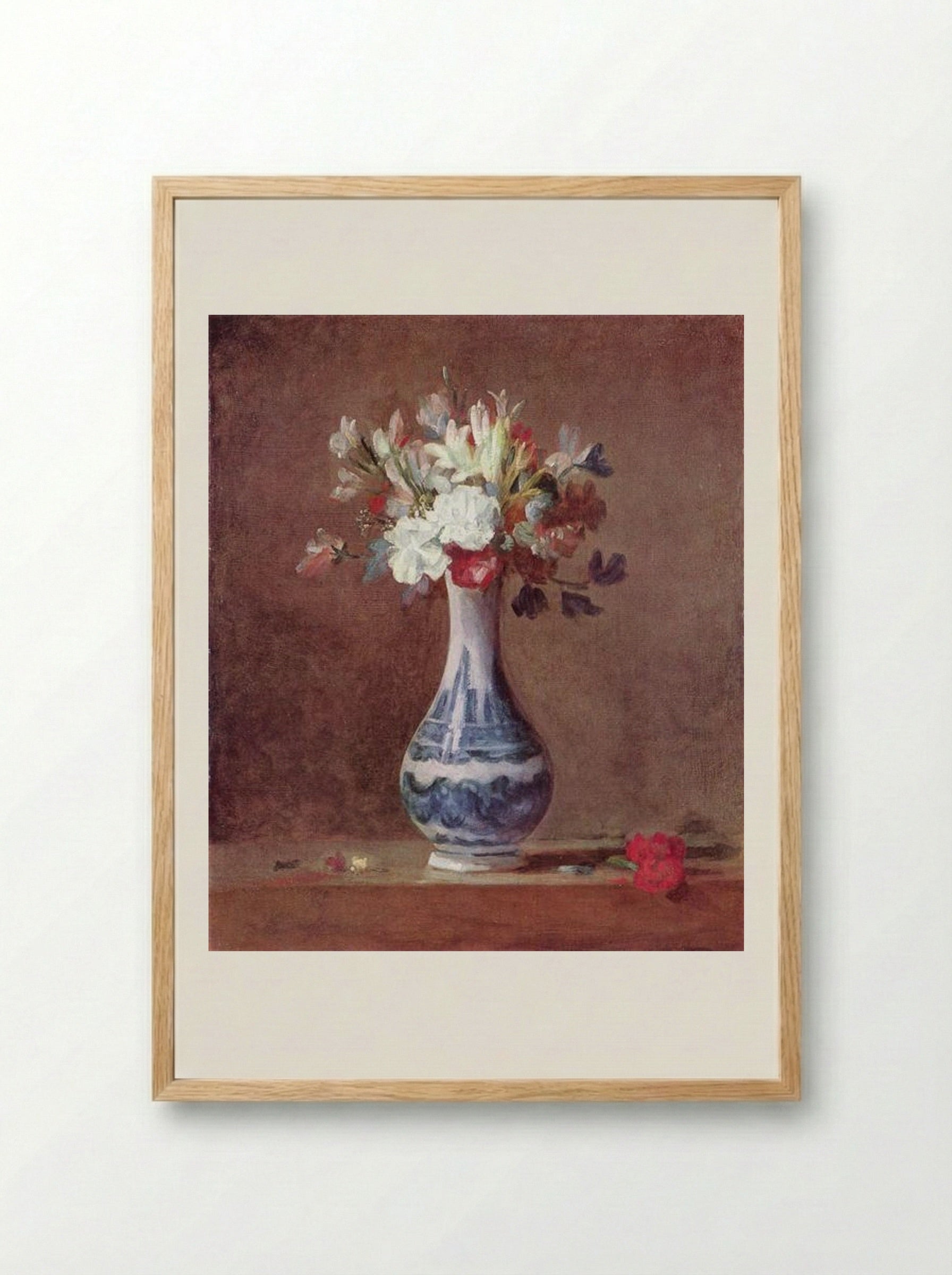 Still Life, Flowers in a Vase - Jean-Baptiste-Simeon Chardin - Framed Print Wood